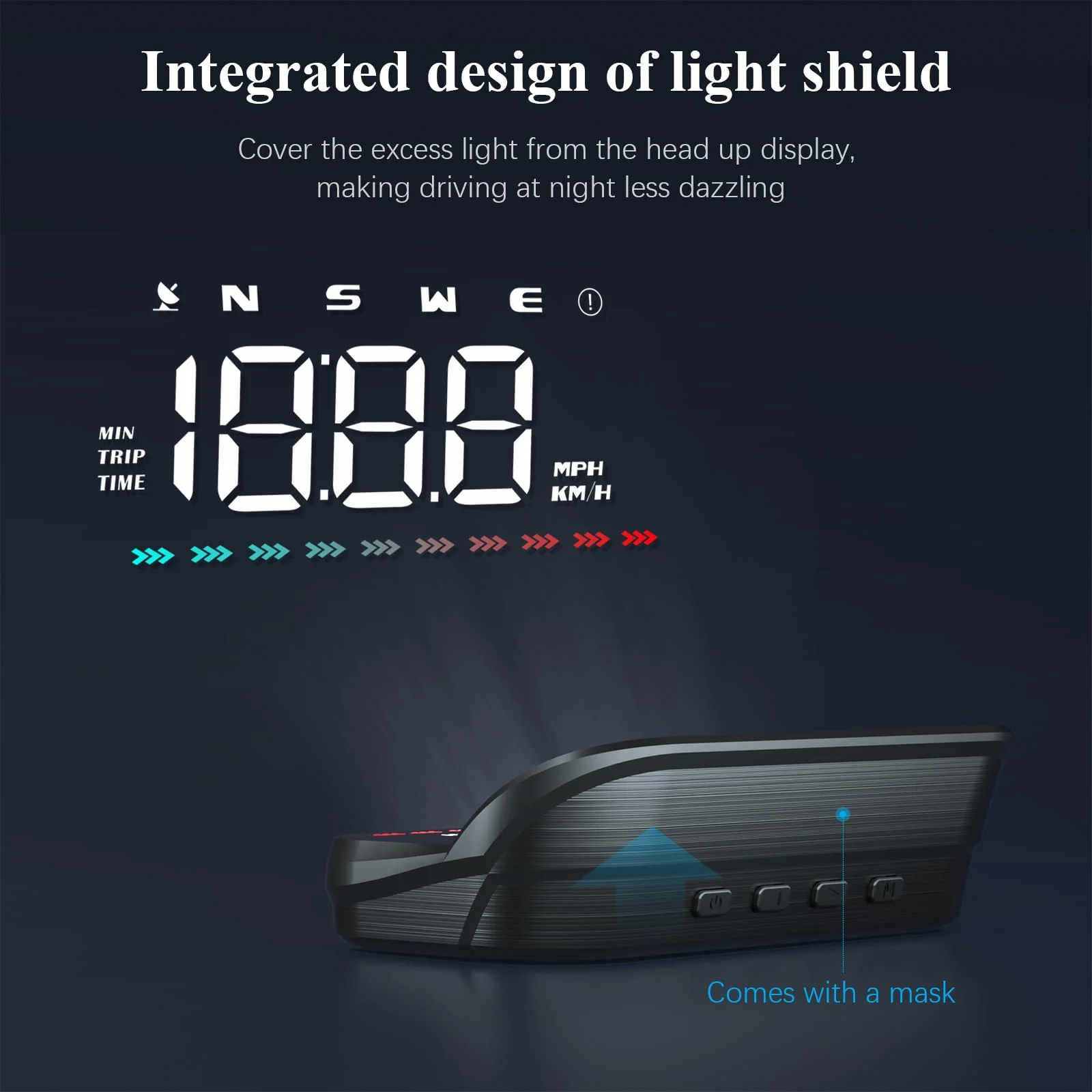Heads Up Display, GPS Speedometer M23, Universal Car HUD with Speed MPH, Compass Direction, Overspeed Alarm HD Display, USB Cable Plug & Play - Image 5