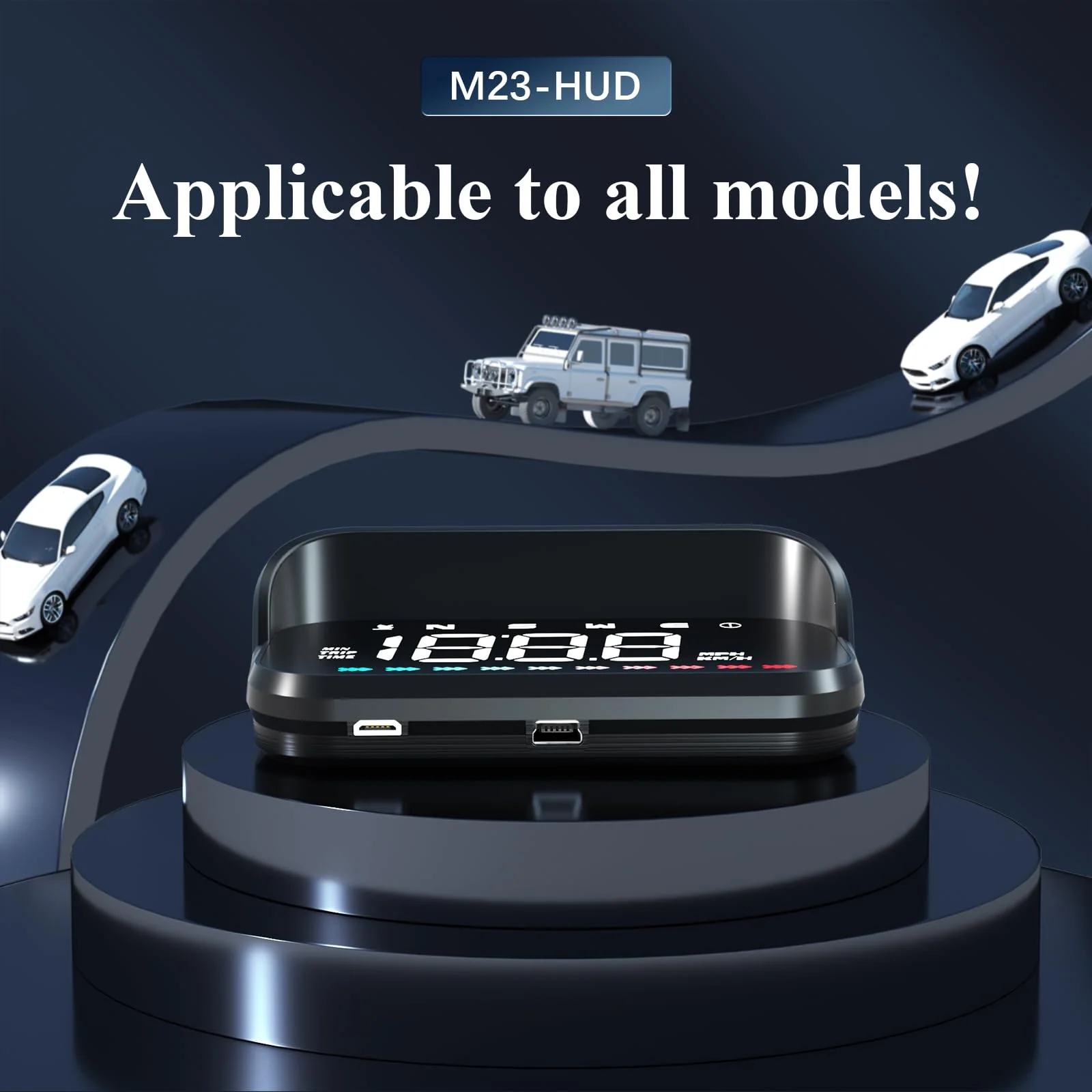 Heads Up Display, GPS Speedometer M23, Universal Car HUD with Speed MPH, Compass Direction, Overspeed Alarm HD Display, USB Cable Plug & Play - Image 6