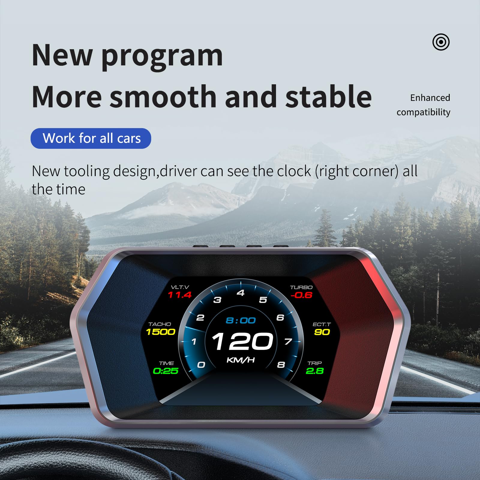 heads up display P17, Car Smart obd2 gauge display, GPS Speedometer with Vehicle Speed, RPM, Fuel Consumption Voltage Multi Data Intelligent Instrument for All Cars - Image 3