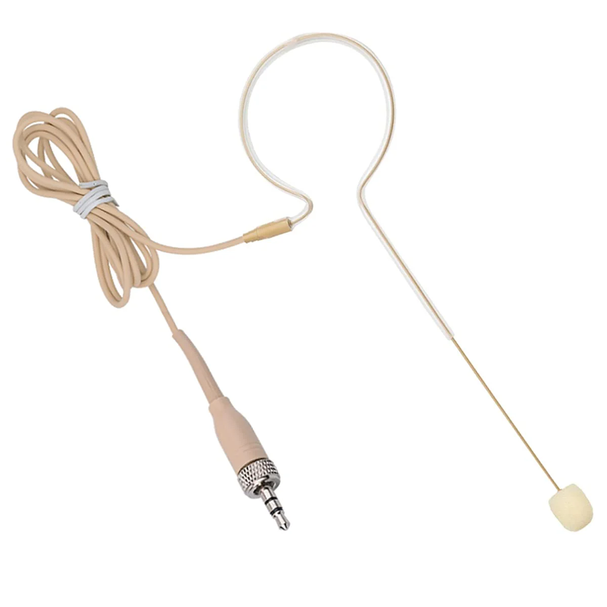 Headset Microphone Single Ear Earset Headworn Over Ear Hanging Condenser Omnidirectional Mic Compatible with Sennheiser Wireless System Bodypack Transmitter 1.2m Cable 3.5mm Female Screw Plug