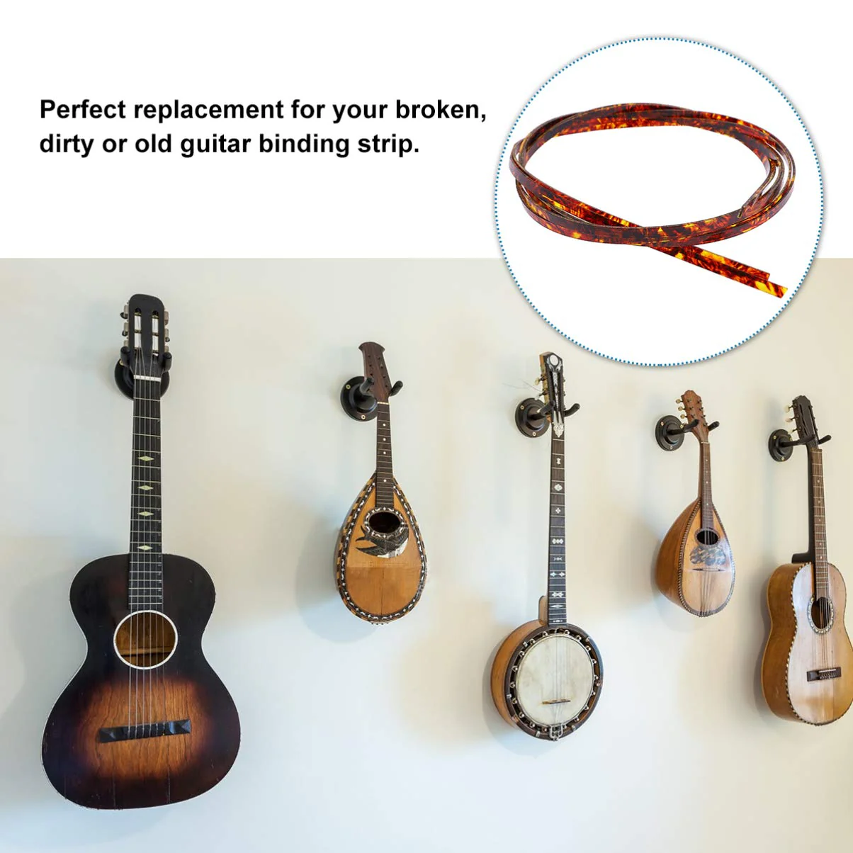 HEALLILY 2pcs Plastic Binding Purfling Strip for Guitar Acoustic Classical Guitar Bass Strip Body Binding Inlay (Brown) White Guitar Brown - Image 3