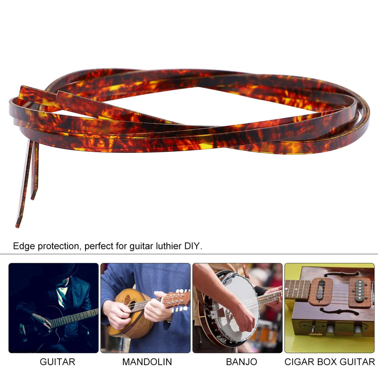 HEALLILY 2pcs Plastic Binding Purfling Strip for Guitar Acoustic Classical Guitar Bass Strip Body Binding Inlay (Brown) White Guitar Brown - Image 7
