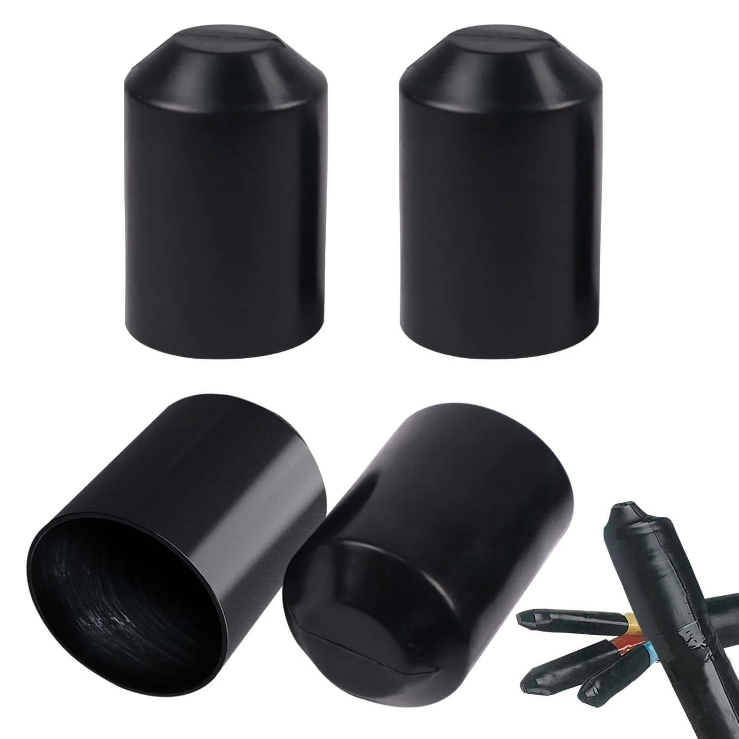 Heat Shrink Tube Heat Shrink Caps 50 mm Warm Shrink End Cap Waterproof Insulation Protection for Cable End Pack of 4 (50 mm)