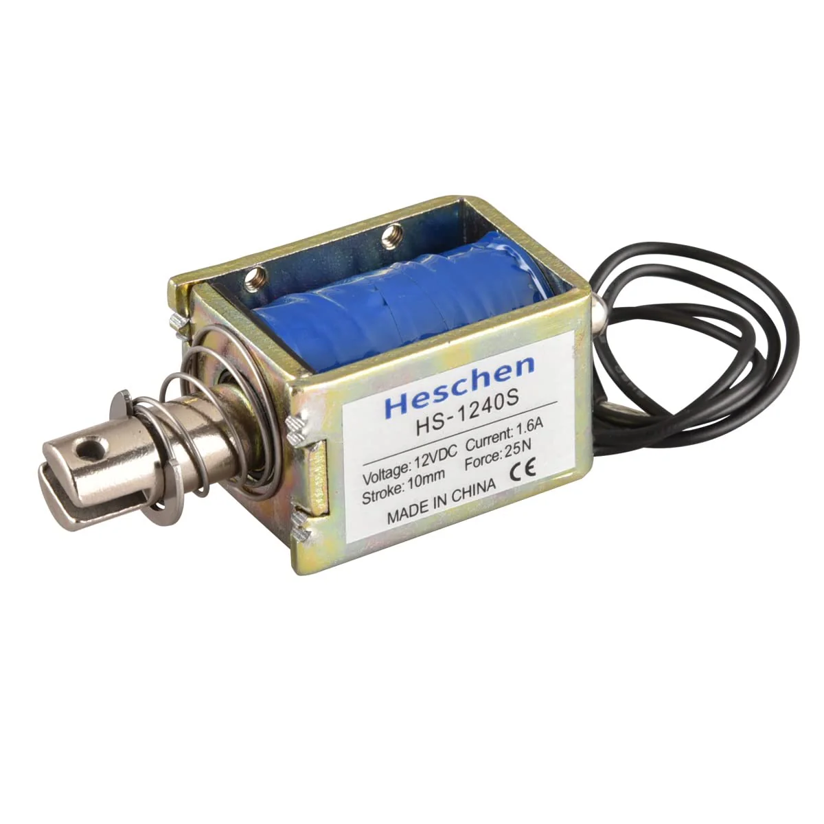Hechen Solenoid Coil Electromagnetic Net HS-1240S DC12V 1.6A 25N 10mm Hub Push Pull Type Open Frame Door Lock