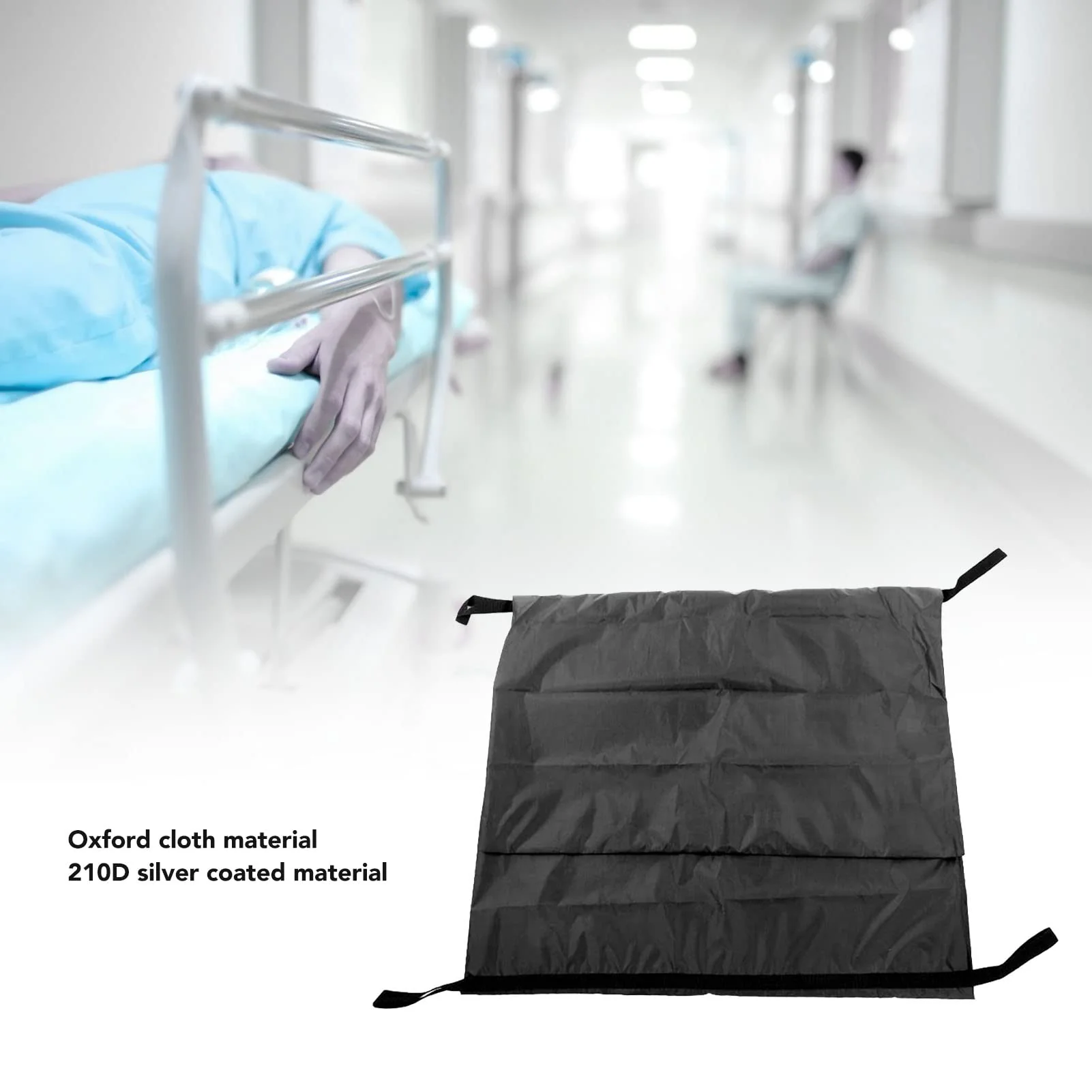 HEEPDD Body bag, black body bag for emergency, body bag made of Oxford fabric, 210D silver coated, waterproof bag with 4 side handles, zip in the (150 x 60 cm) 150*60CM - Image 5