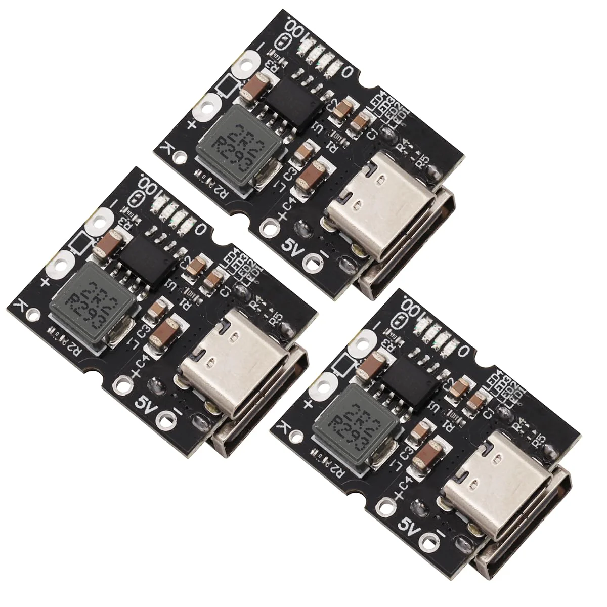 Heevhas 5V 2A Type-C USB Boost Step-Up Power Supply Module High Precision Lithium Battery Charging Protection Converter Boost Integrated Discharge Module (Pack of 3)