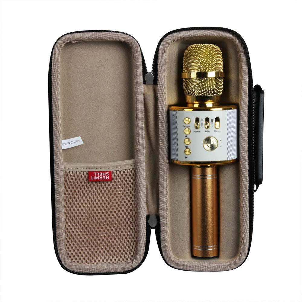 Hermitshell Hard Travel Case for BONAOK/BlueFire/Amazmic/Move2Play Wireless Bluetooth Karaoke Microphone 3-in-1 Portable Handheld Karaoke Mic Speaker Machine (Black+Gold) Black+Gold