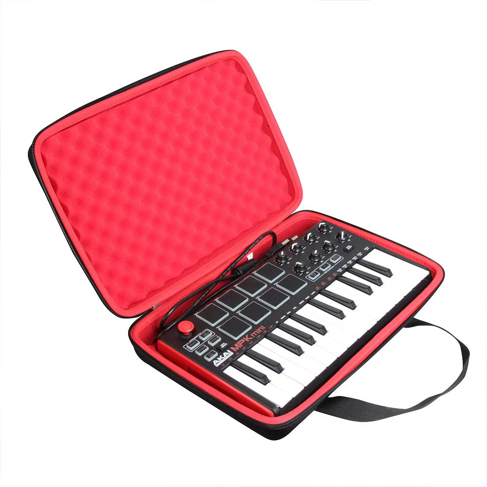 Hermitshell Hard Travel Case Professional MPK Mini MKII 25-Key Portable USB MIDI Keyboard (Black+Red) Black+Red