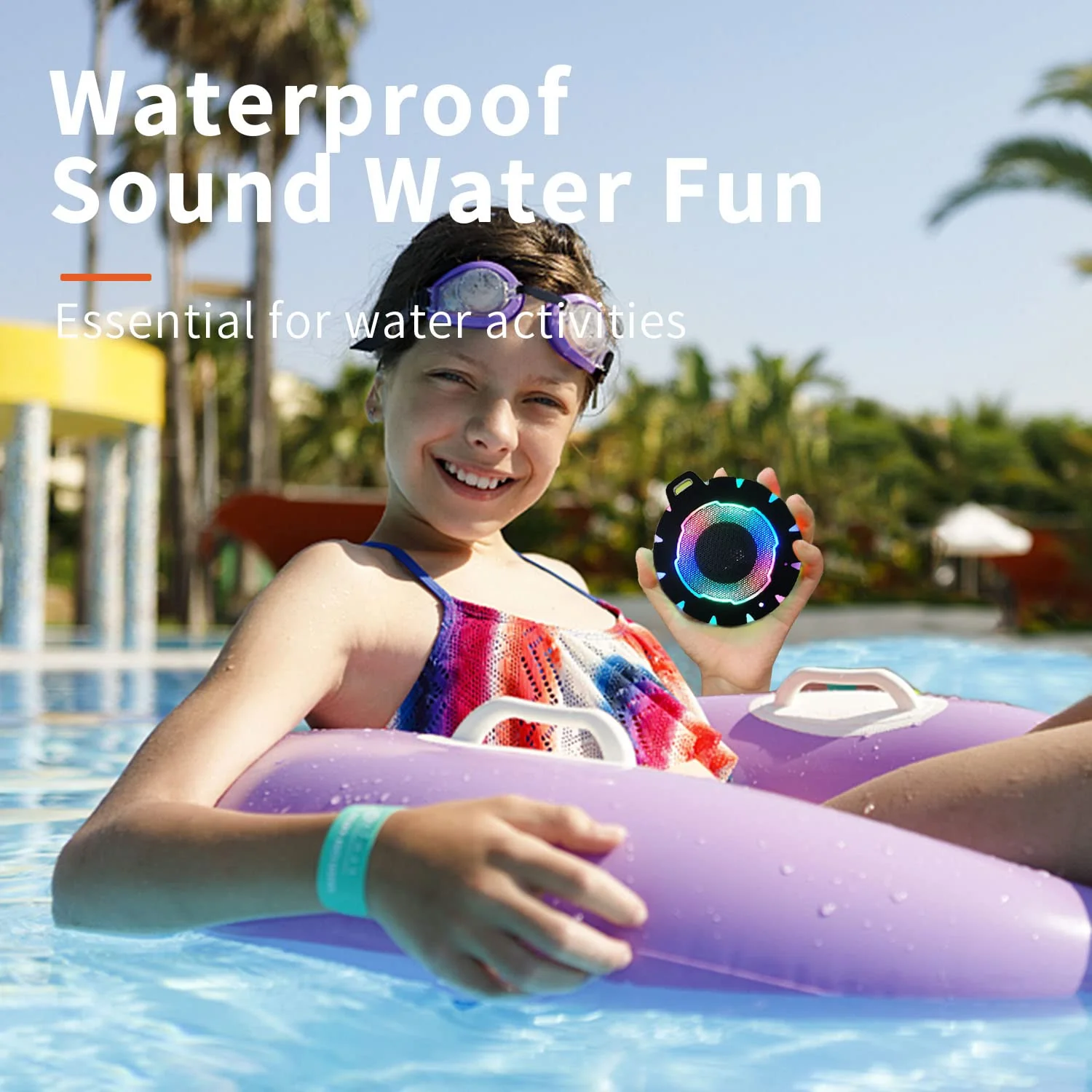 HEYSONG Waterproof Shower Bluetooth Speaker, Durable Portable Speaker with HD Sound, Stereo Pairing, Wireless Outdoor Speaker for Pool, Beach, Hiking, Kayaking, Gift for Men, Women Black - Image 2