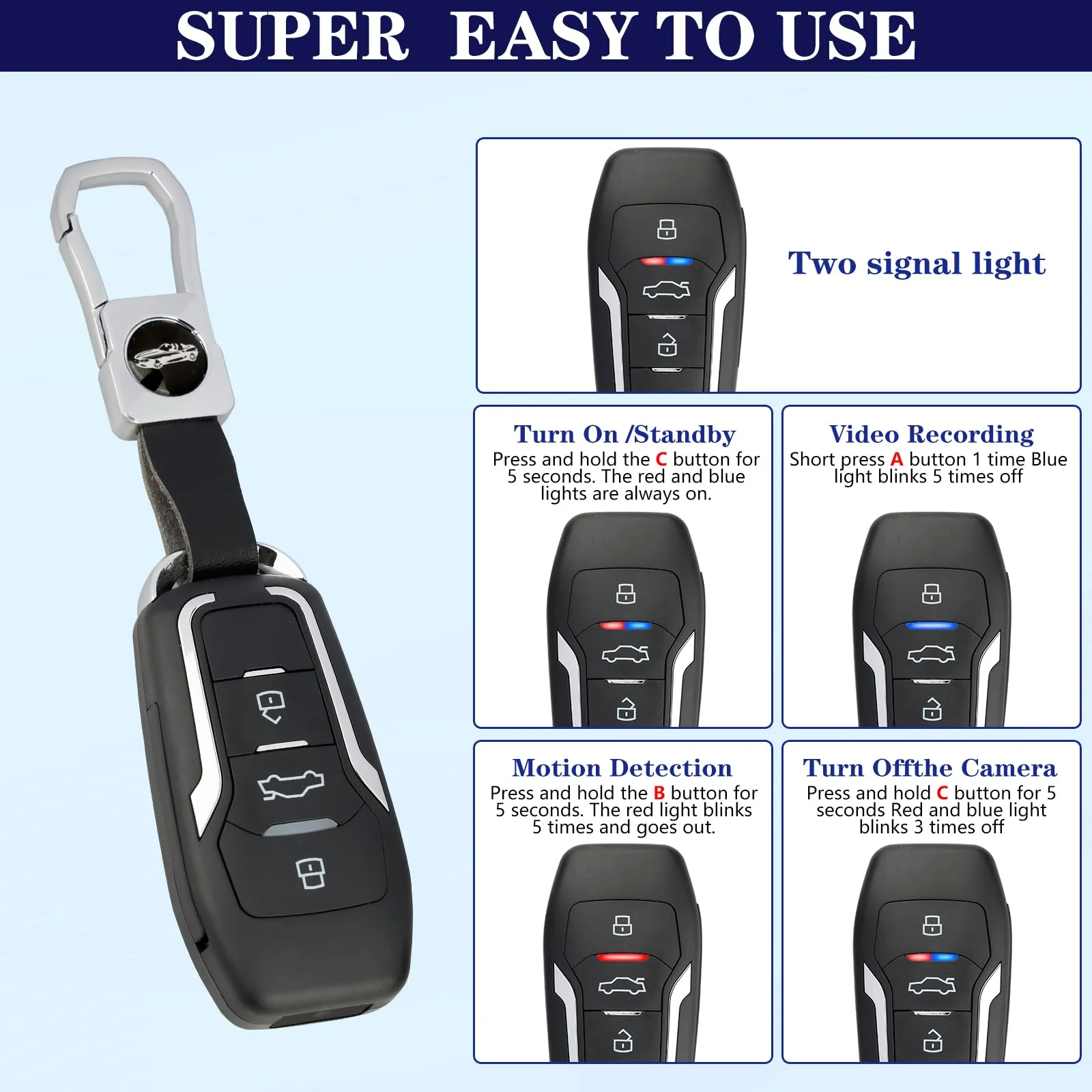 Hidden Camera Car Key -1080P-Portable Mini Camera-Hidden Camera with Motion Detection Security Camera - Image 7