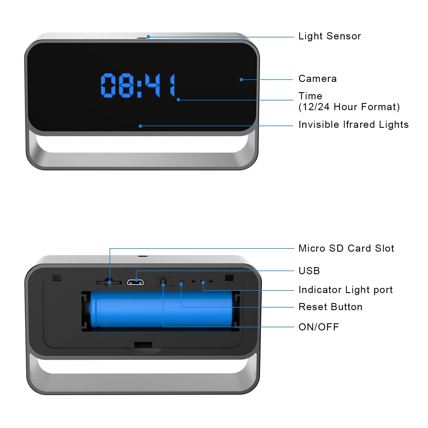Hidden Camera Clock, FHD 1080P Wireless Spy Cam, WiFi Nanny Cam, Strong Night Vision, Small Discreet Cam for Home Indoor Security - Image 2
