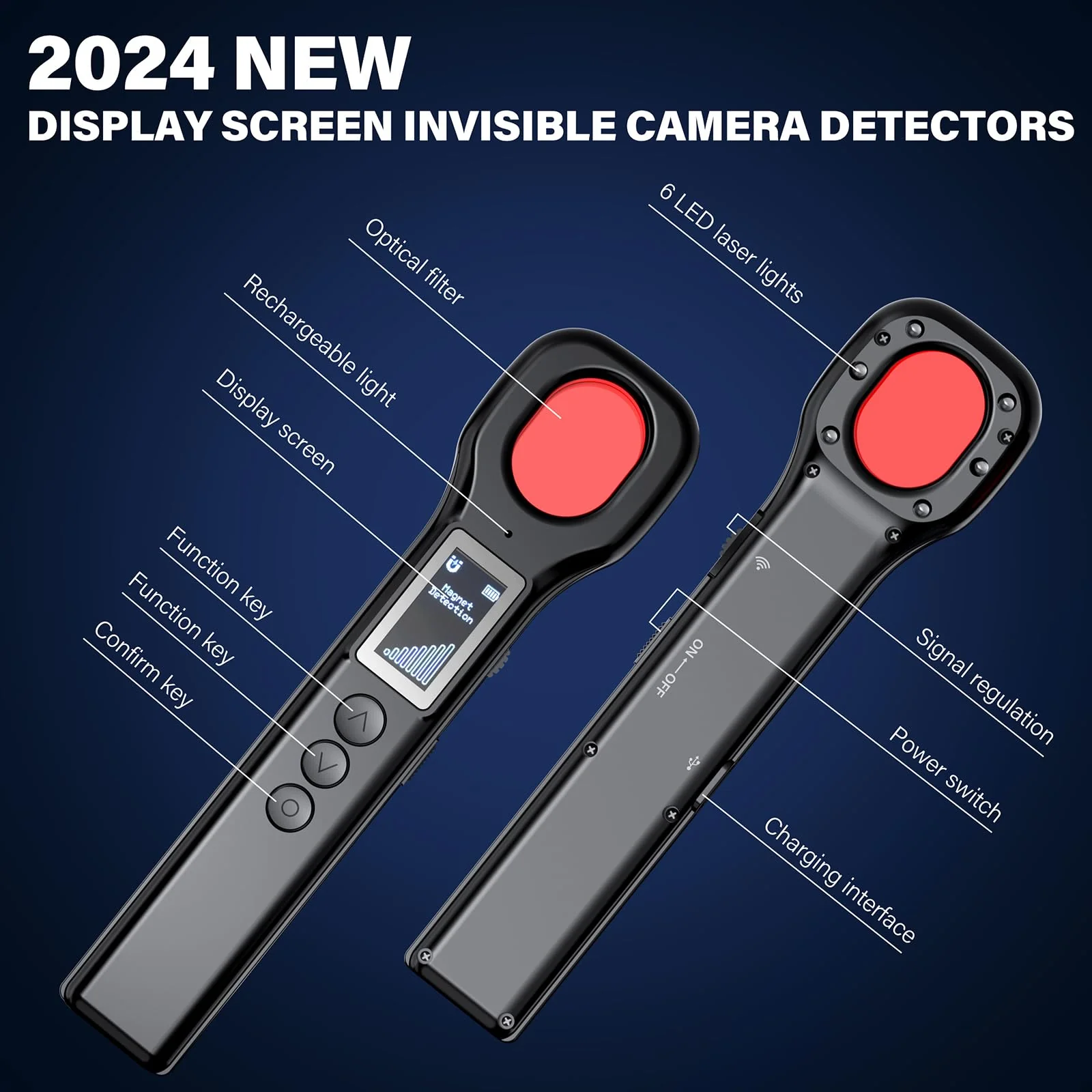 Hidden Camera Detectors, 2024 Camera Detector with Display Screen, Hidden Bug and Camera Detector, Anti Spy RF Detector for Home Office Travel, 5 Levels Sensitivity 4 Modes - Image 7