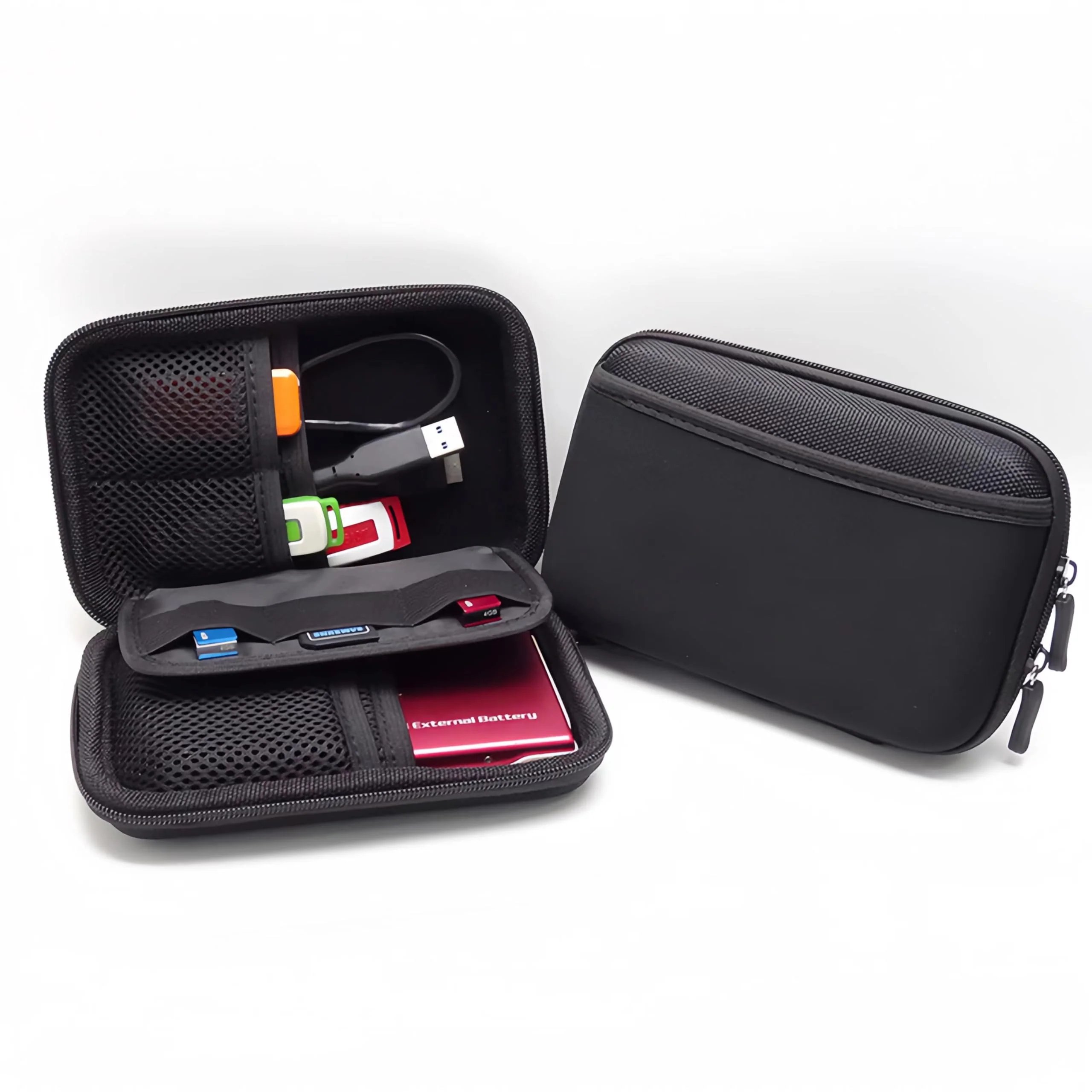 Higher Quality Hard Drive case 2.5 inch External Drive Storage Carrying Bag Travel Cable Organizer Bag Electronic Organizer Travel case Travel Essentials (1 Black Cable Organizer Bag )