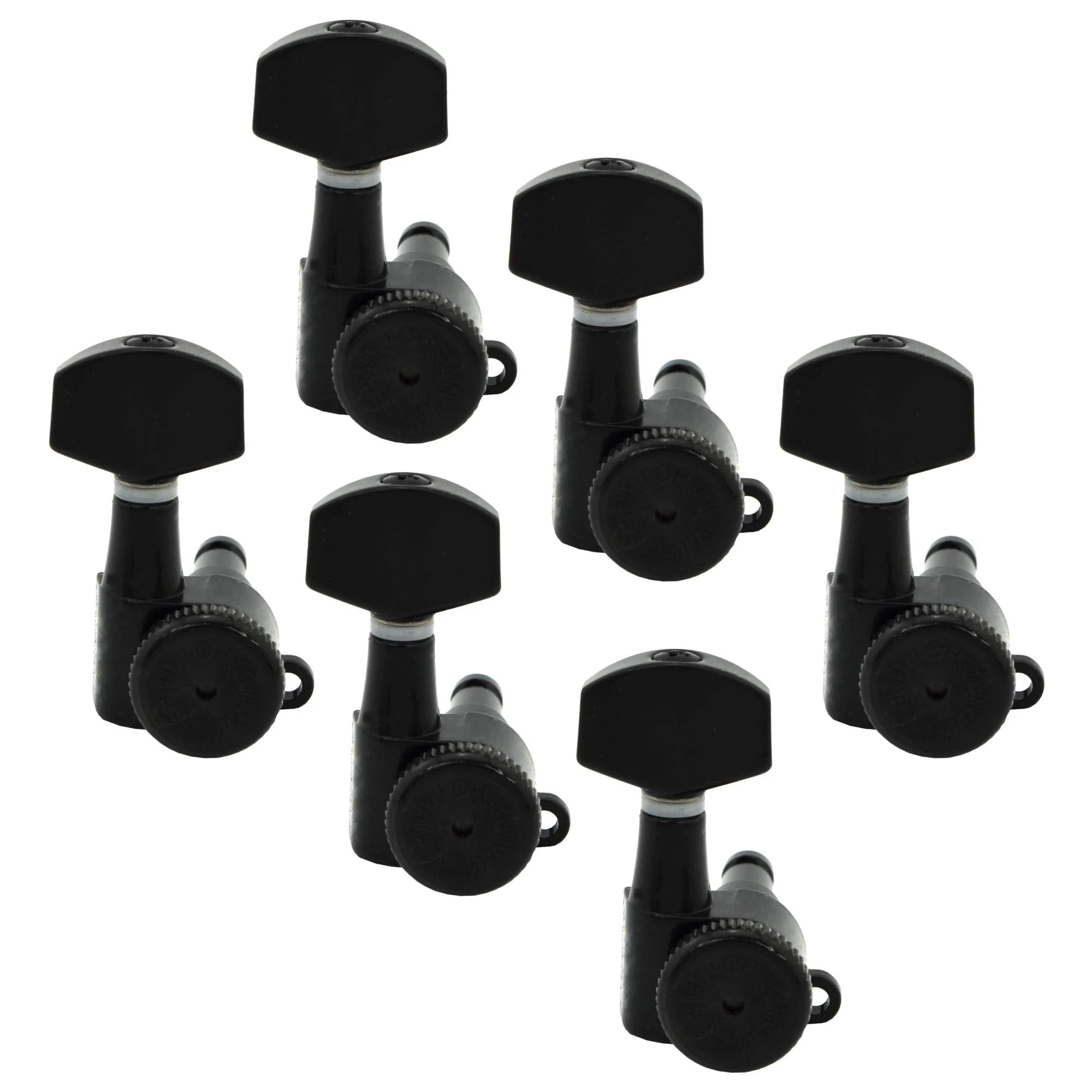 Hipshot Grip-Lock Vintage 6 Inline Bass Side Staggered Closed 8.5mm Tuners with Universal Mounting Plate, Black