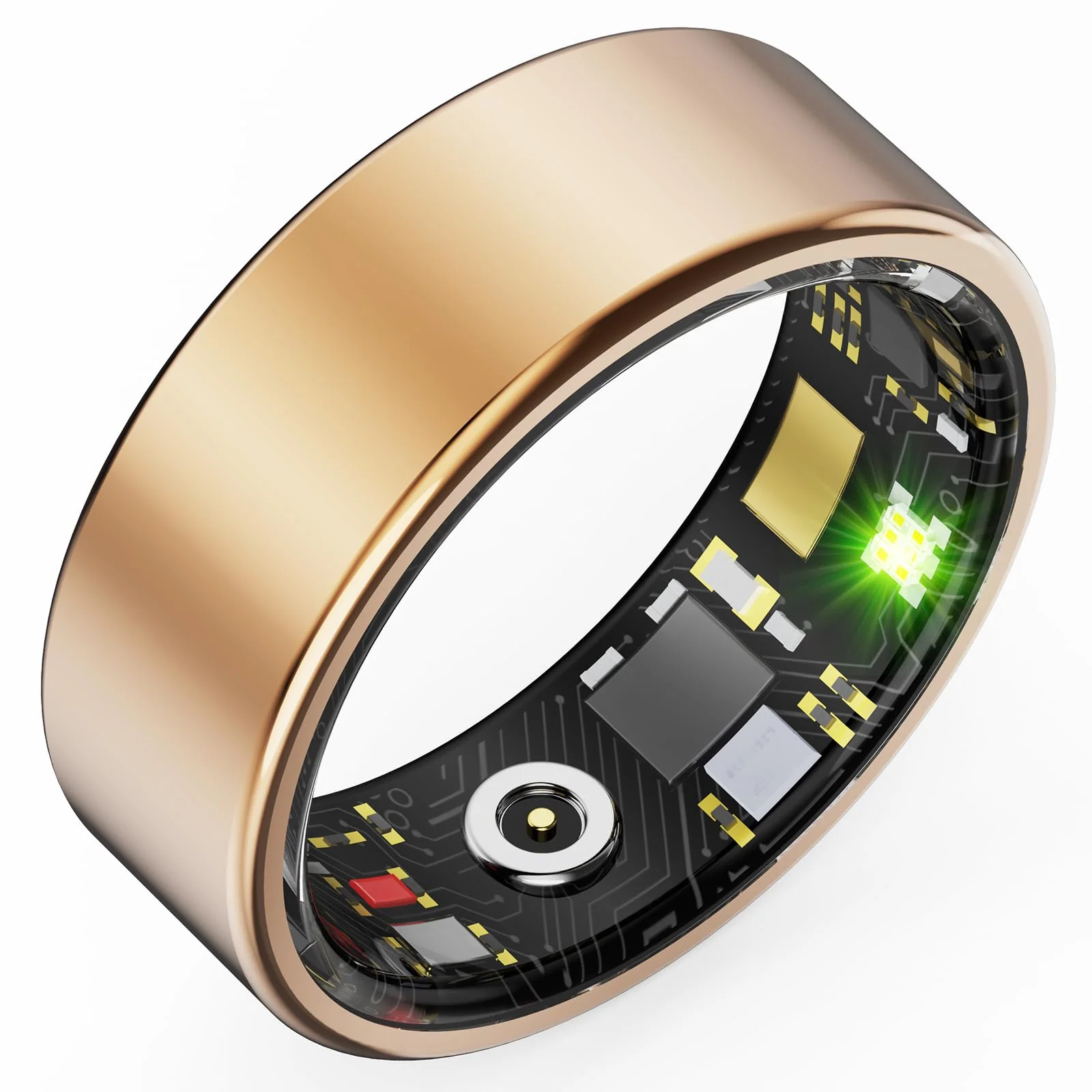 HitTopss Smart Ring, Fitness Tracking Smart Ring with Calories/Heart Rate/Blood Oxygen/Sleep Monitoring, IP68 Waterproof, No APP Subscription, Compatible with iOS/Android (Gold,10#) 10# Gold