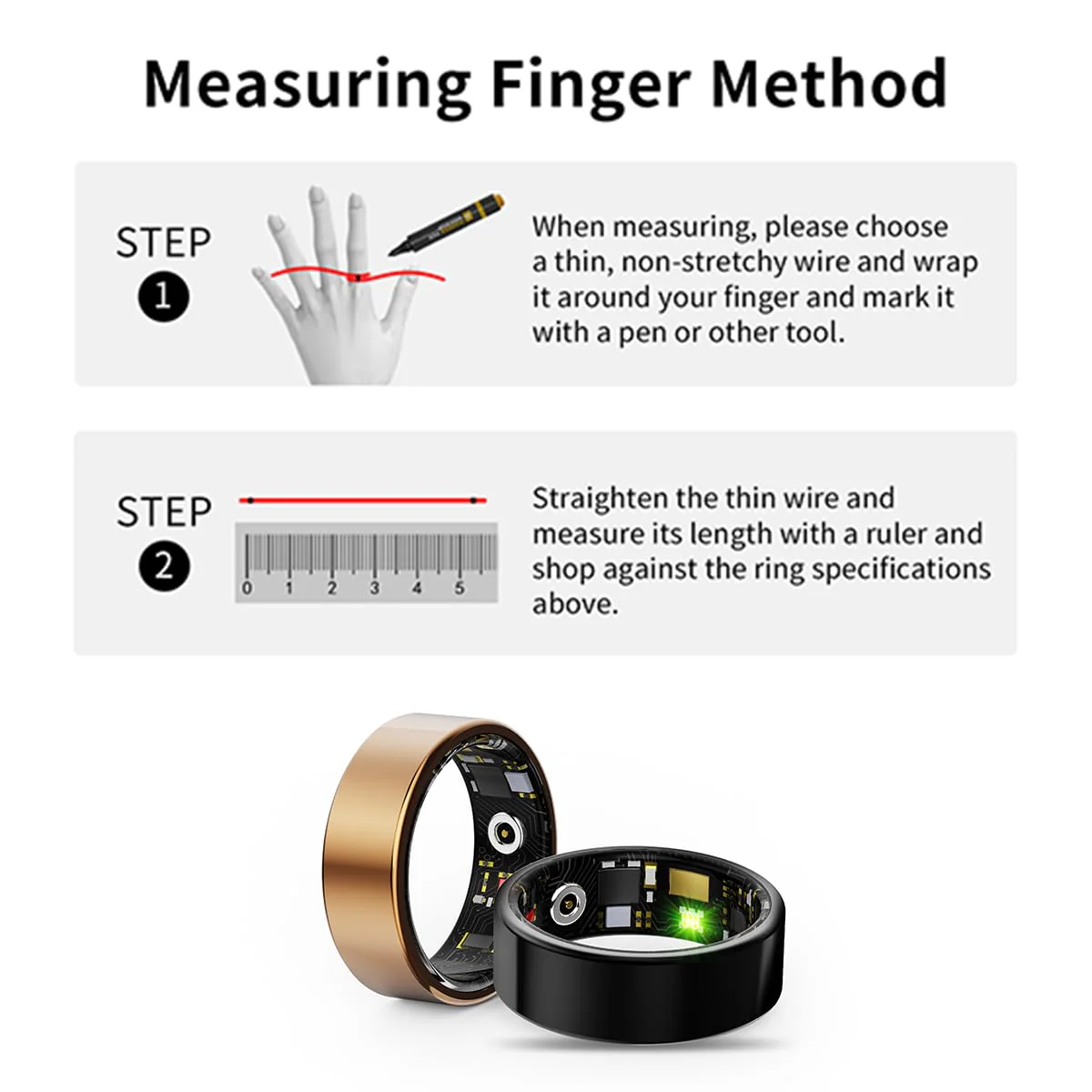 HitTopss Smart Ring, Fitness Tracking Smart Ring with Calories/Heart Rate/Blood Oxygen/Sleep Monitoring, IP68 Waterproof, No APP Subscription, Compatible with iOS/Android (Gold,10#) 10# Gold - Image 8