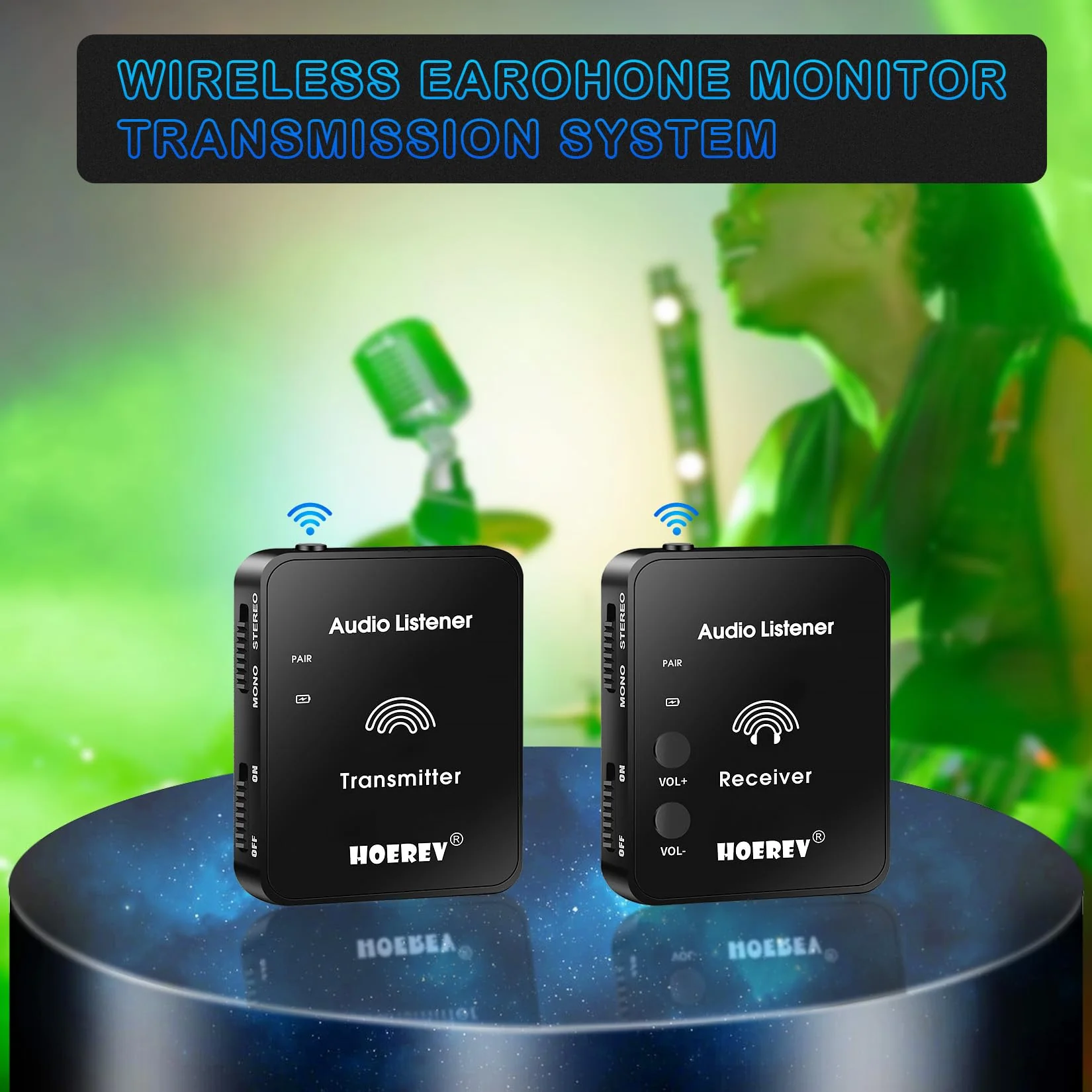 Hoerev Wireless in Ear Monitor System Studio Equipment Professional System Transmitter Guitar System with Rechargeable Battery for Studio Band Rehearsal Live Performance Camera Record 1 set of receiver and transmitter - Image 8