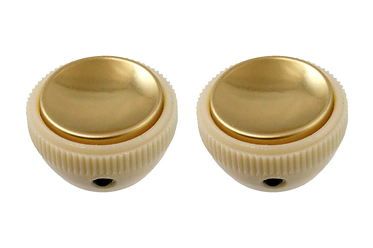 HOFNER VINTAGE TEA CUP BASS GUITAR KNOBS CREAM W/GOLD CENTER (SET OF 2)NEW