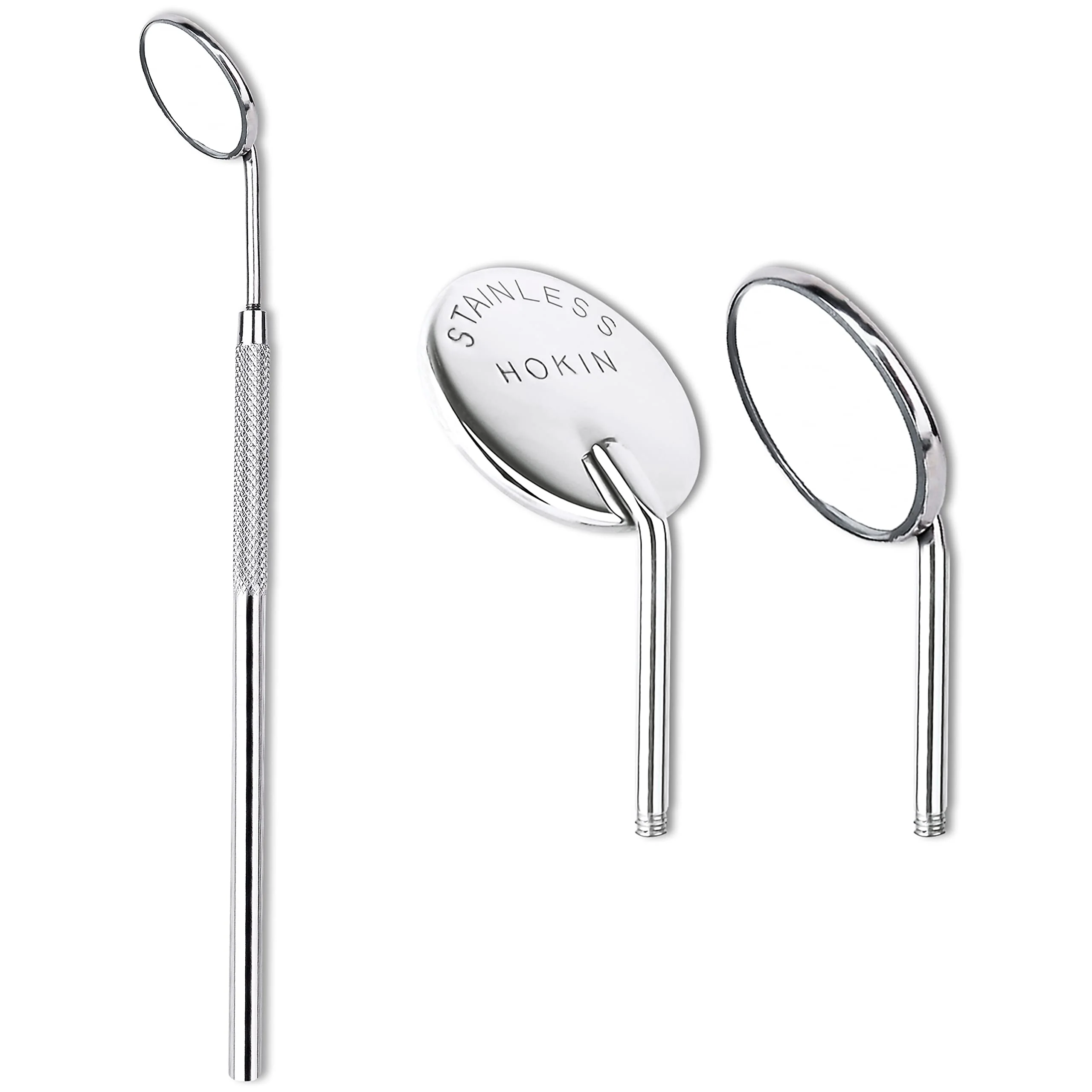 HOKIN Dental Mirror, Mouth Mirror, Dentist Tool, Stainless Steel Mouth Mirror, Dental Mirror, Mouth Tooth Inspection Mirror with Two Additional Removable Mirrors