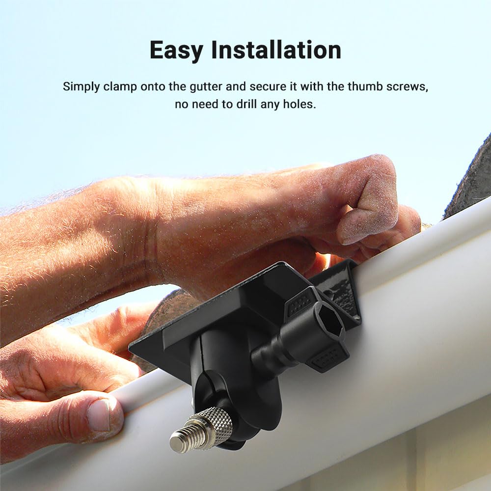 Holicfun Outdoor Security Camera Gutter Mount, Universally Compatible with Ring, Blink, Eufy, Wyze, Google Nest, Arlo, Simplisafe, and More - Down Version, White Down Version (1 Pack) - Image 4