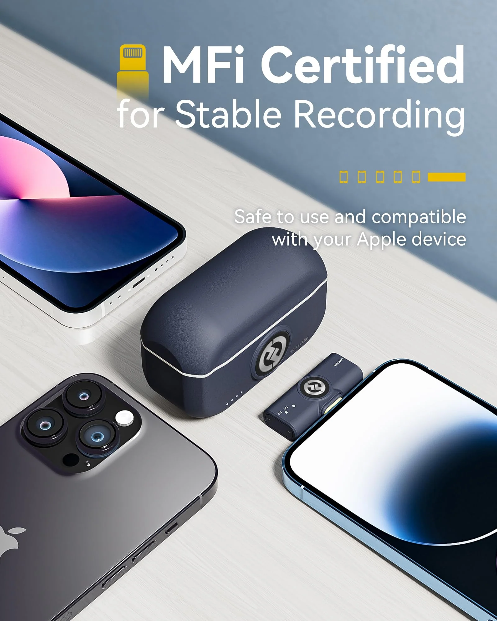 Hollyland Lark M2 Wireless Microphone for iPhone14 & Below, Mini Magnetic Microphone, 300m Range, Hi-Fi Audio, Noise Cancelling, 30h Use, Video Recording (2TX + Lightning RX + Charging Case) Black - Image 6
