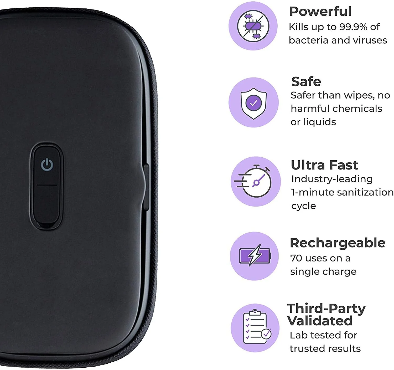 HoMedics UV Clean Phone Sanitizer, UV Light Sanitizer, Fast Germ Sanitizer for Cell Phone, Makeup Tools, Credit Cards, Keys, Glasses, Kills 99.9% of Bacteria & Viruses, Black - Image 7