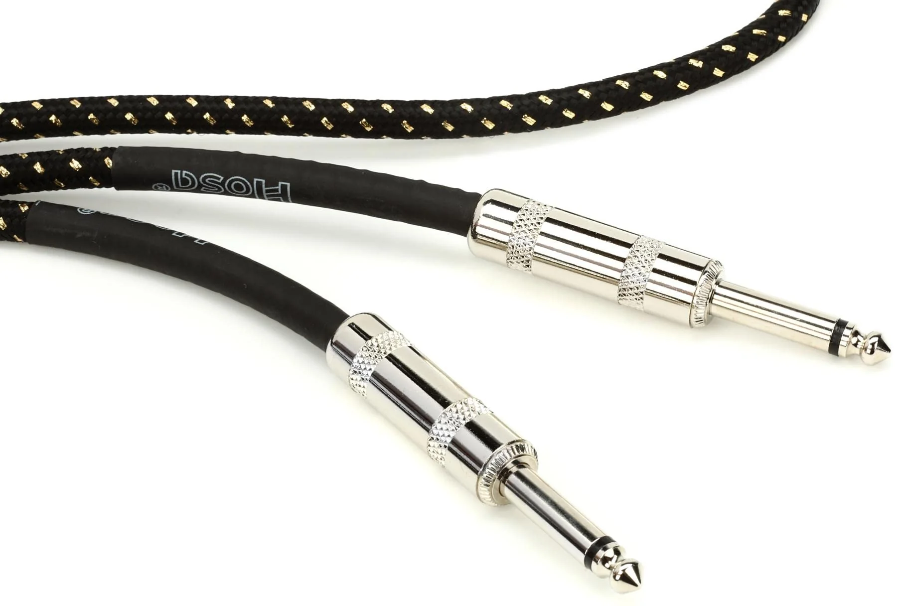 Hosa 3GT-18C4 Cloth Guitar Cable - Straight to Straight - 18 foot Black/Gold Black,Gold