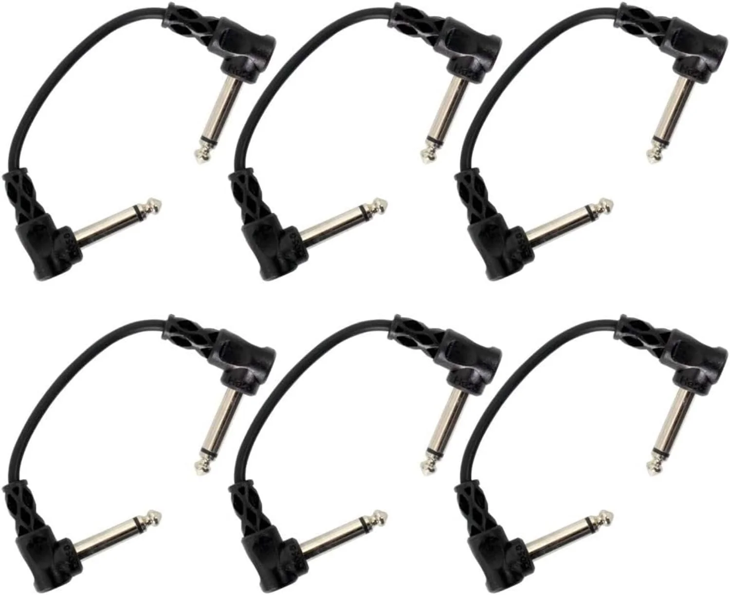 Hosa CFS-606 Molded Right-angle to Same Guitar Patch Cable, 6 Inches, 6 pieces 6 inch (6 pack)