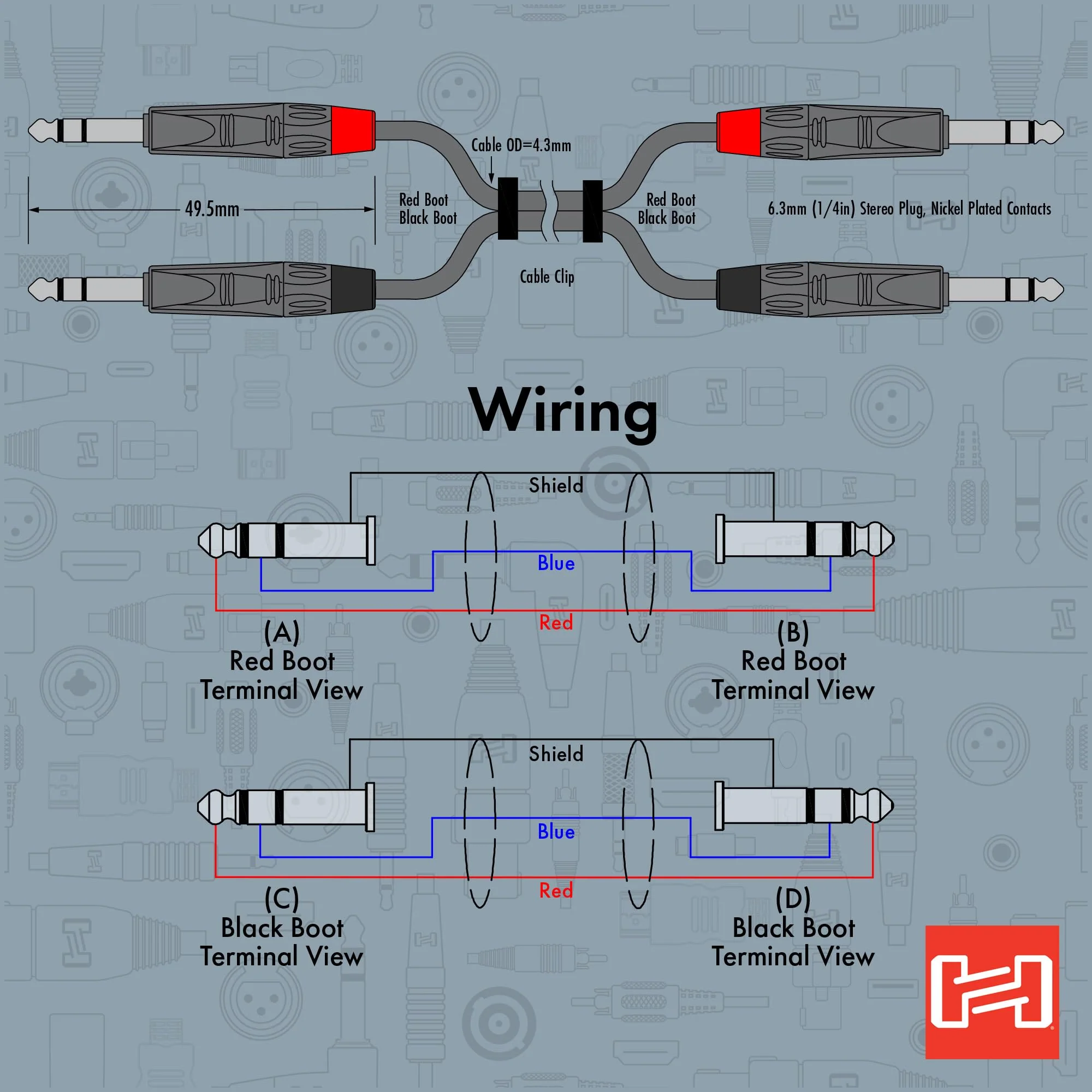 Hosa HSS-015X2 Pro Stereo Interconnect Cable - Dual REAN 1/4-inch TRS Male to Dual REAN 1/4-inch TRS Male - 15 foot - Image 5