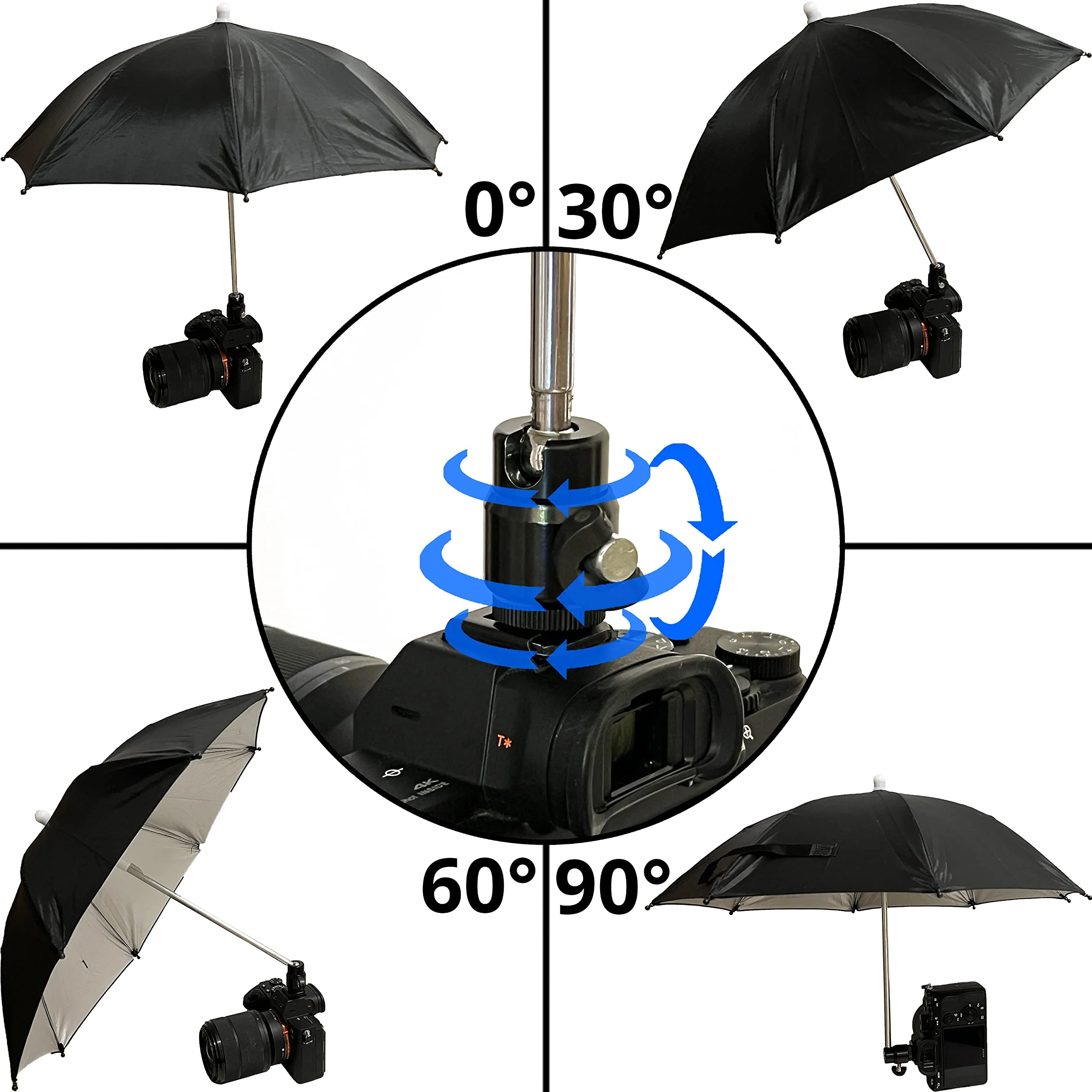 Hot Shoe Umbrella/Sunshade, Protects Camera from Rain, Bird Droppings, Sunlight, Snow, Camera Umbrella, Waterproof Camera Accessory Big - Image 3