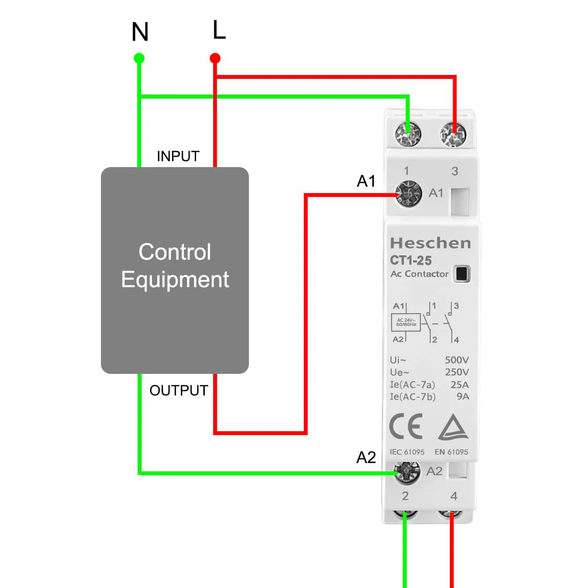 Household AC Contactor, CT1-25, Ie 25A, 2 Pole Two Normally Open, AC 24V Coil Voltage, 35mm DIN Rail Mount - Image 6