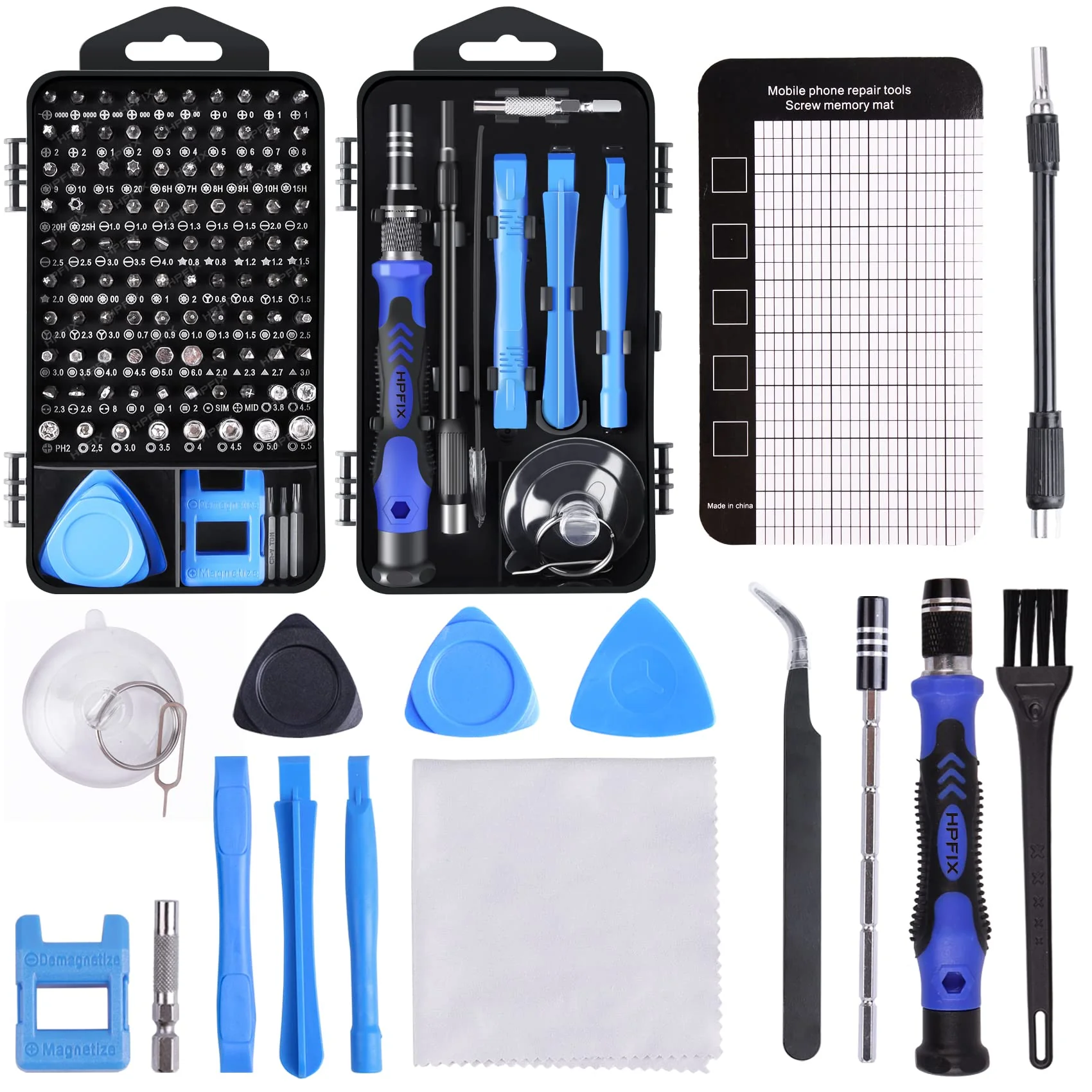 HPFIX Precision Screwdriver Sets 124-Piece Computer Tool Kit with 101 Bits Magnetic, Electronics Repair Tool Kit for iPhone, MacBook, Laptop, PC, Tablet, PS4, Xbox, Nintendo, Game Console Blue-124