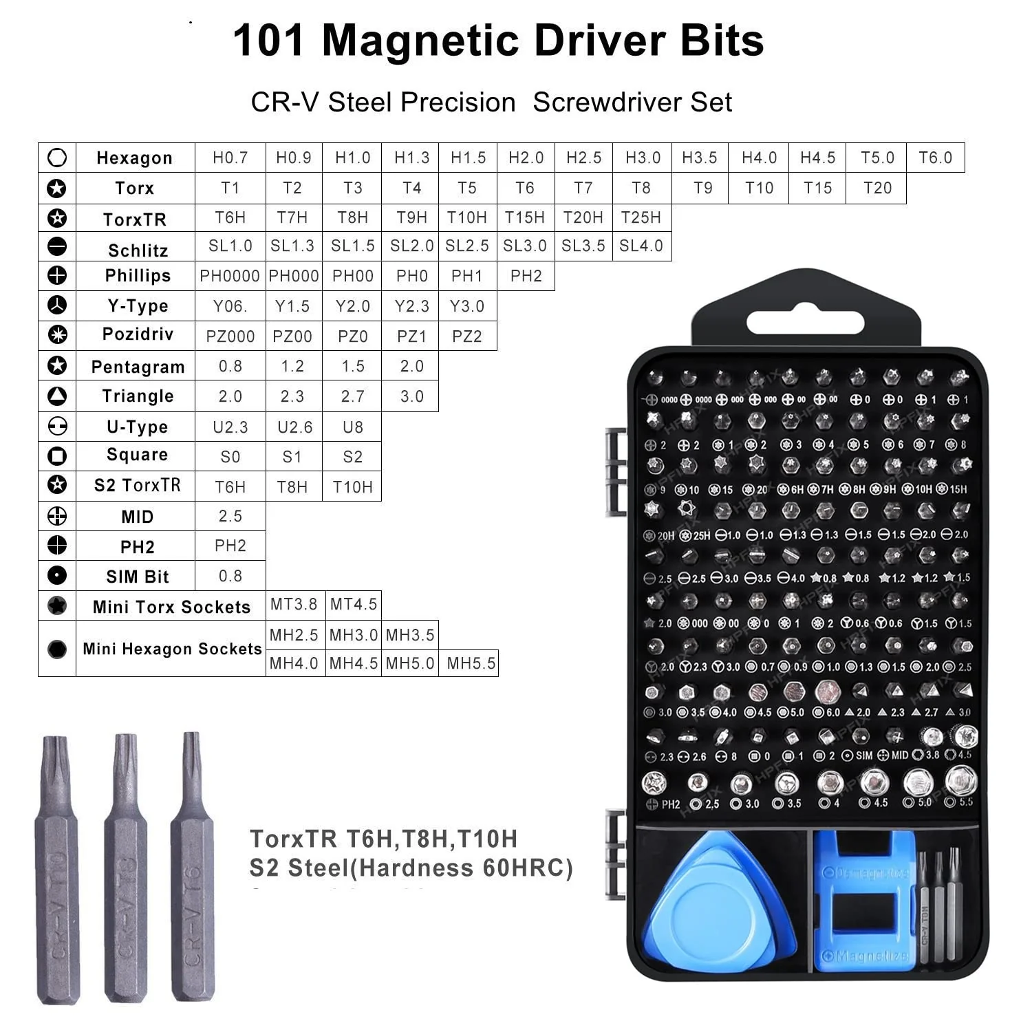 HPFIX Precision Screwdriver Sets 124-Piece Computer Tool Kit with 101 Bits Magnetic, Electronics Repair Tool Kit for iPhone, MacBook, Laptop, PC, Tablet, PS4, Xbox, Nintendo, Game Console Blue-124 - Image 2