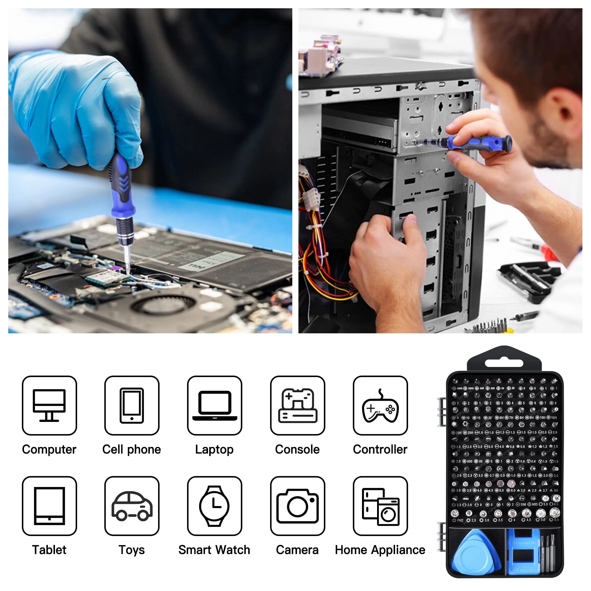 HPFIX Precision Screwdriver Sets 124-Piece Computer Tool Kit with 101 Bits Magnetic, Electronics Repair Tool Kit for iPhone, MacBook, Laptop, PC, Tablet, PS4, Xbox, Nintendo, Game Console Blue-124 - Image 3