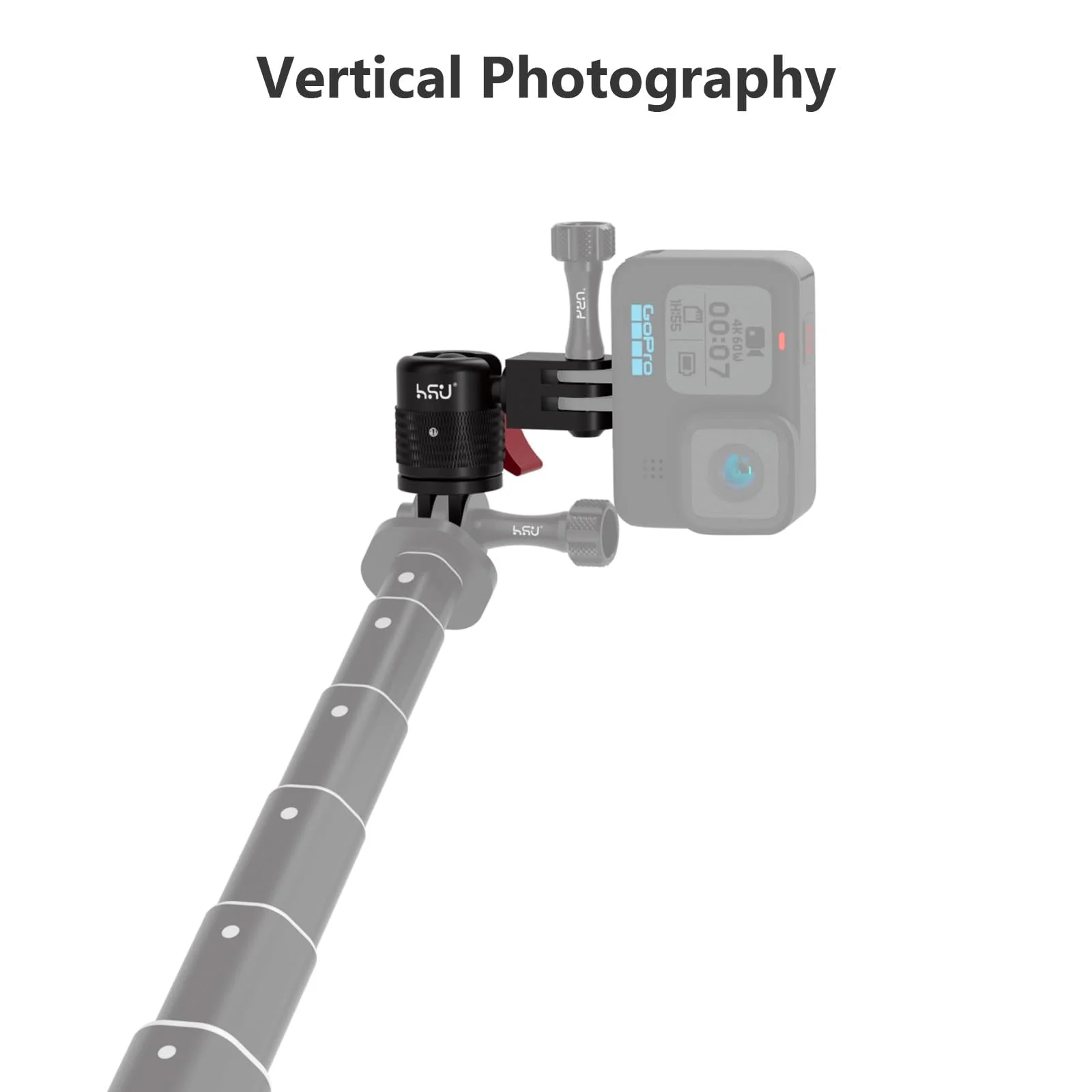 HSU 360 Degree Rotation Camera Mount, Aluminum Vertical Bracket Tripod Adapter Compatible with GoPro Hero 12/11/10/9/8/7/6/5 AKASO Campark DJI Osmo Action 4/3 and Other Action Cameras - Image 3