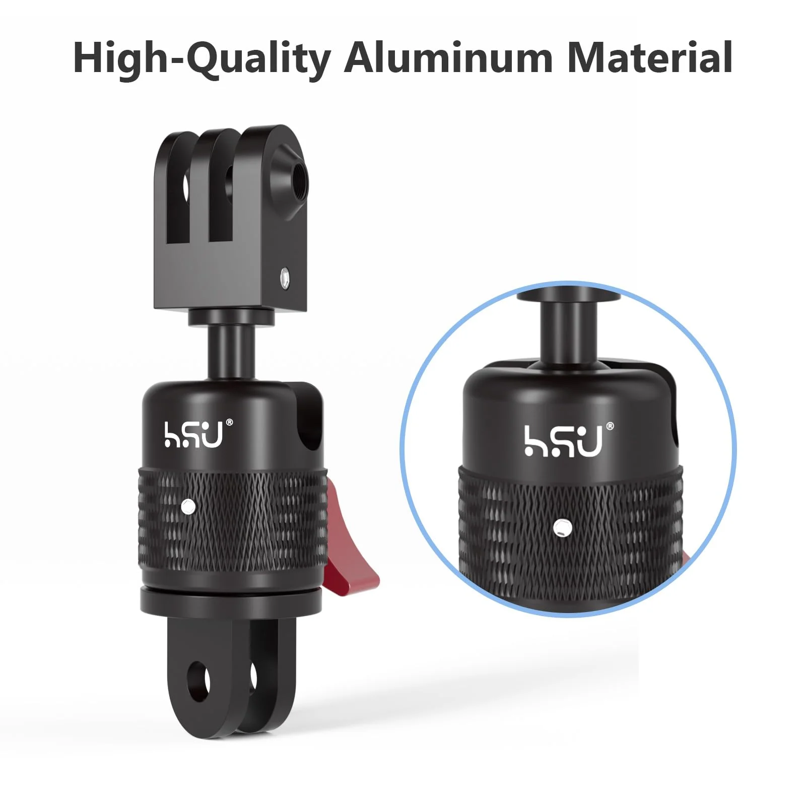 HSU 360 Degree Rotation Camera Mount, Aluminum Vertical Bracket Tripod Adapter Compatible with GoPro Hero 12/11/10/9/8/7/6/5 AKASO Campark DJI Osmo Action 4/3 and Other Action Cameras - Image 5