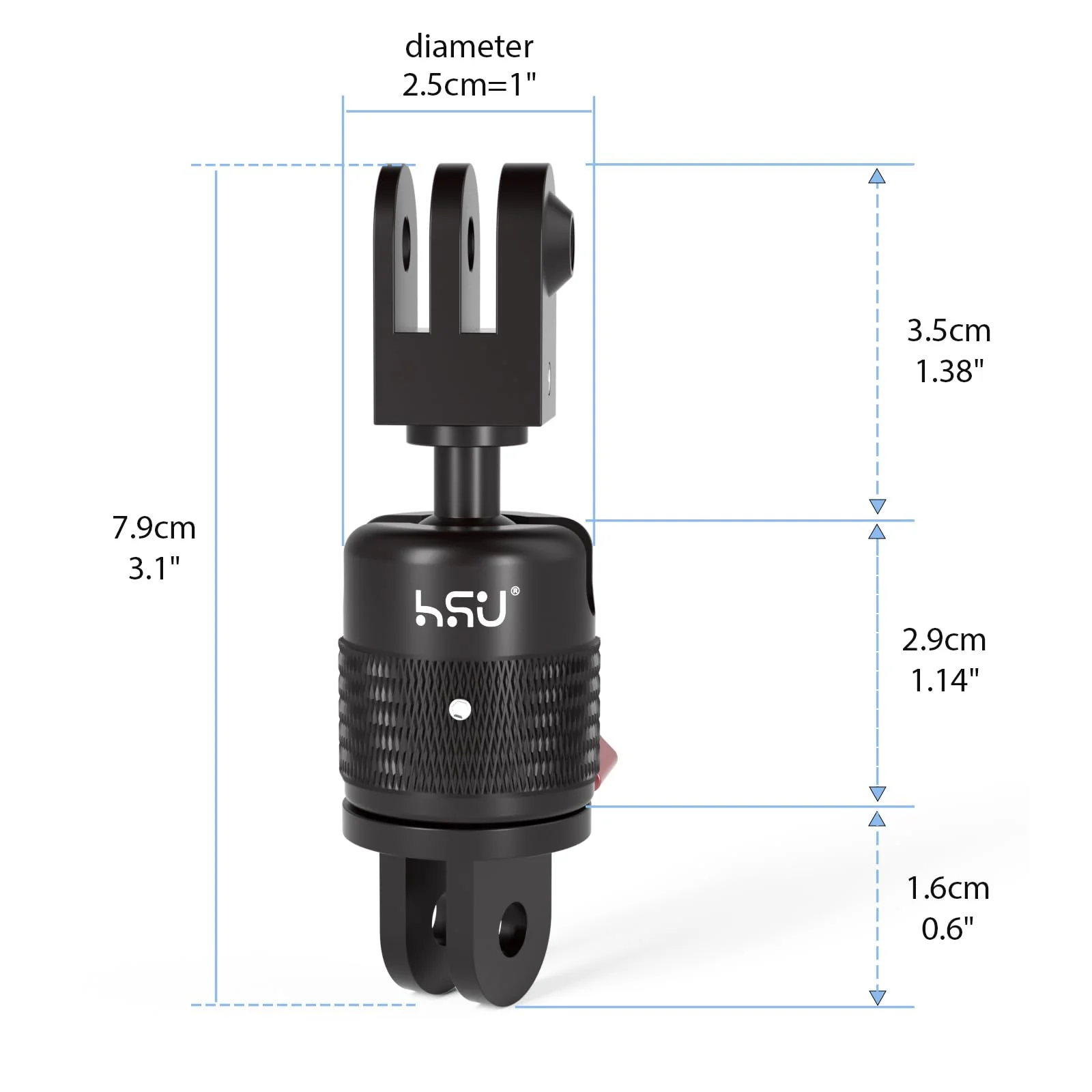 HSU 360 Degree Rotation Camera Mount, Aluminum Vertical Bracket Tripod Adapter Compatible with GoPro Hero 12/11/10/9/8/7/6/5 AKASO Campark DJI Osmo Action 4/3 and Other Action Cameras - Image 6