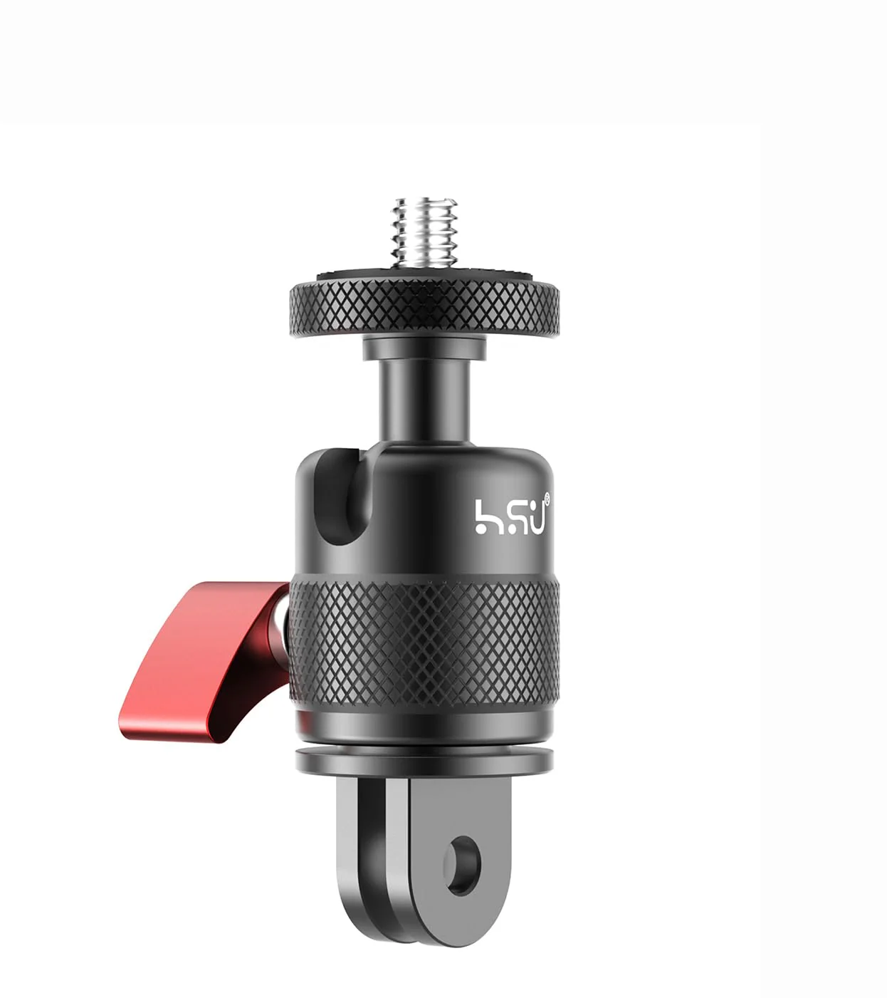 HSU 360 Degree Rotation Camera Tripod Mount Adapter, 1/4"- 20 Camera Mount, Tripod Adapter Compatible with GoPro/Sony/Sjcam/ Insta360 X4/X3/X2/X/RS/R and Other Cameras (Black)