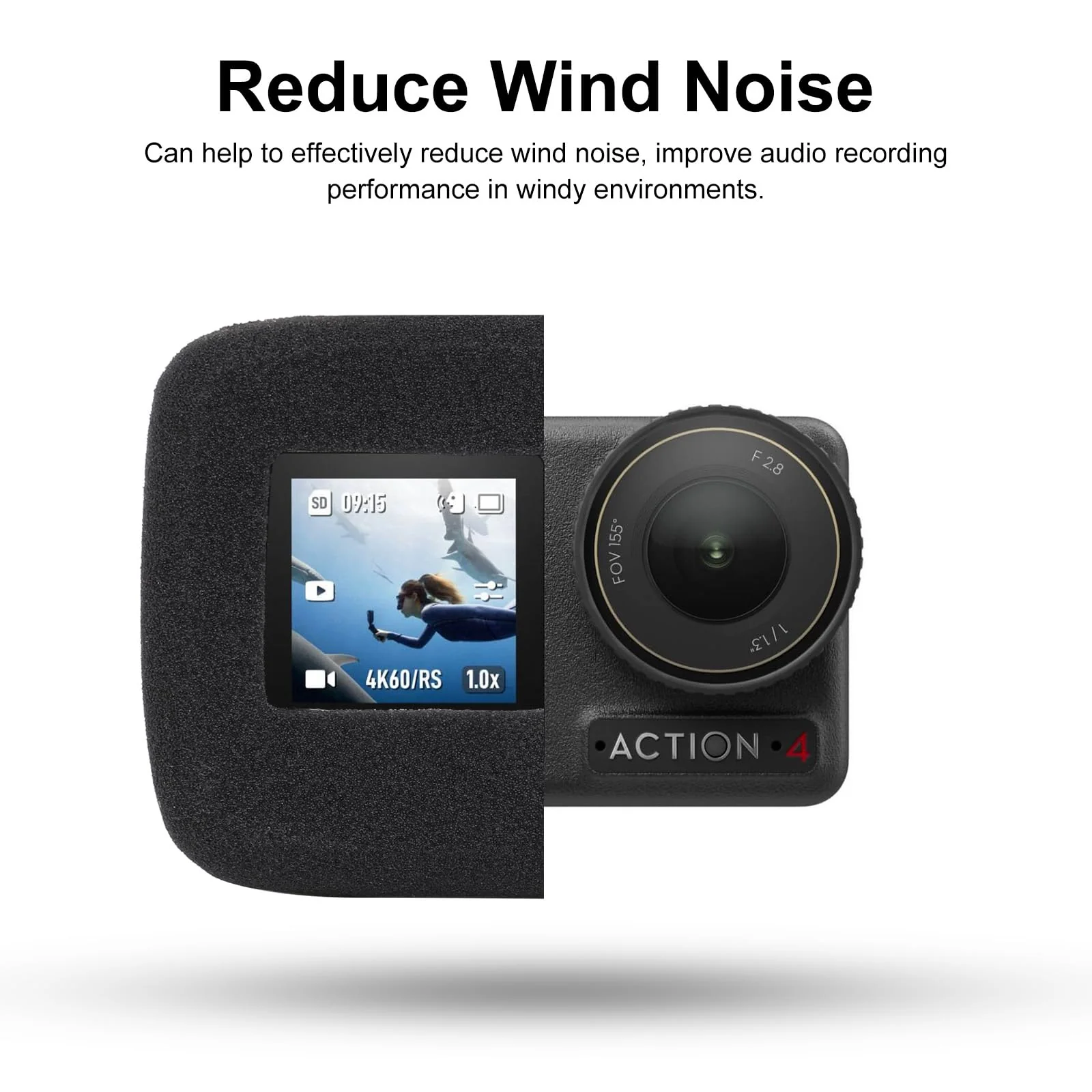 HSU Windslayer Cover for DJI Osmo Action 4/3 Action Camera, Windslayer Cover Housing Frame Case, Video Noise Reduction Accessory (2 Pack) - Image 5