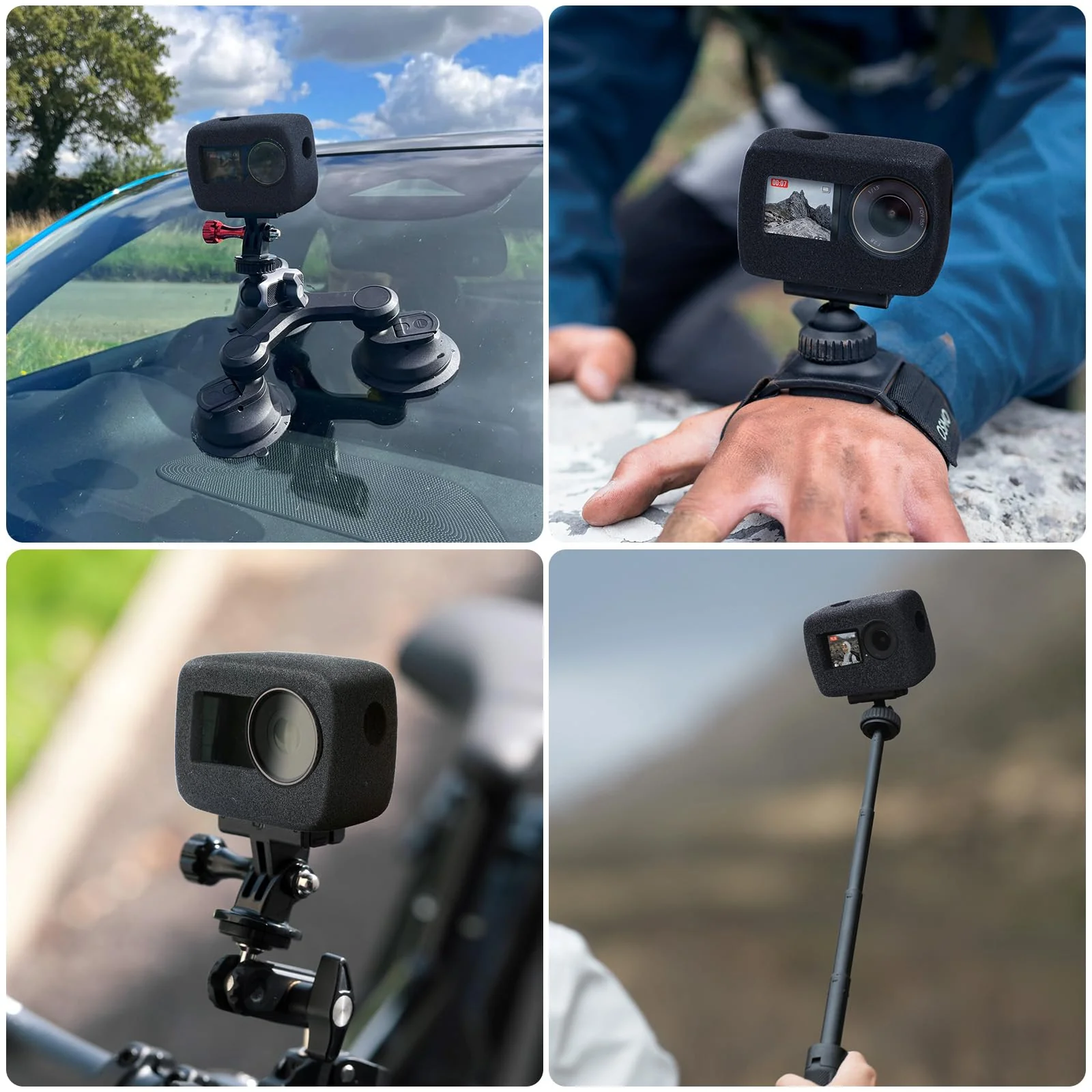 HSU Windslayer Cover for DJI Osmo Action 4/3 Action Camera, Windslayer Cover Housing Frame Case, Video Noise Reduction Accessory (2 Pack) - Image 7