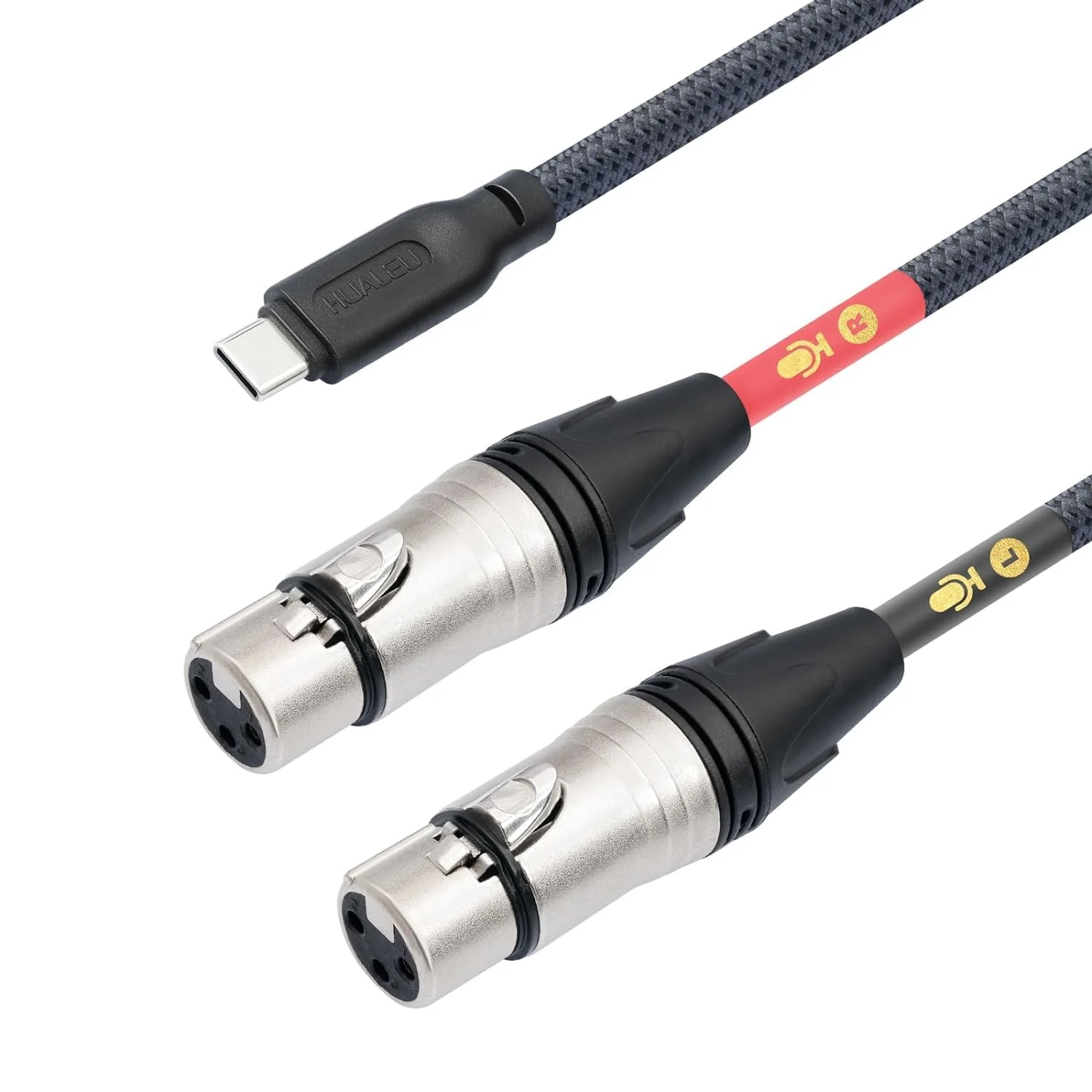 HUALUE 10Ft Dual XLR Female to USB C Stereo Microphone Cable,XLR Female Smartphone USB C Recording Cable,Dual Channel Stereo Input XLR to USB C for iPhone 15 ipad Dynamic Condenser Microphone