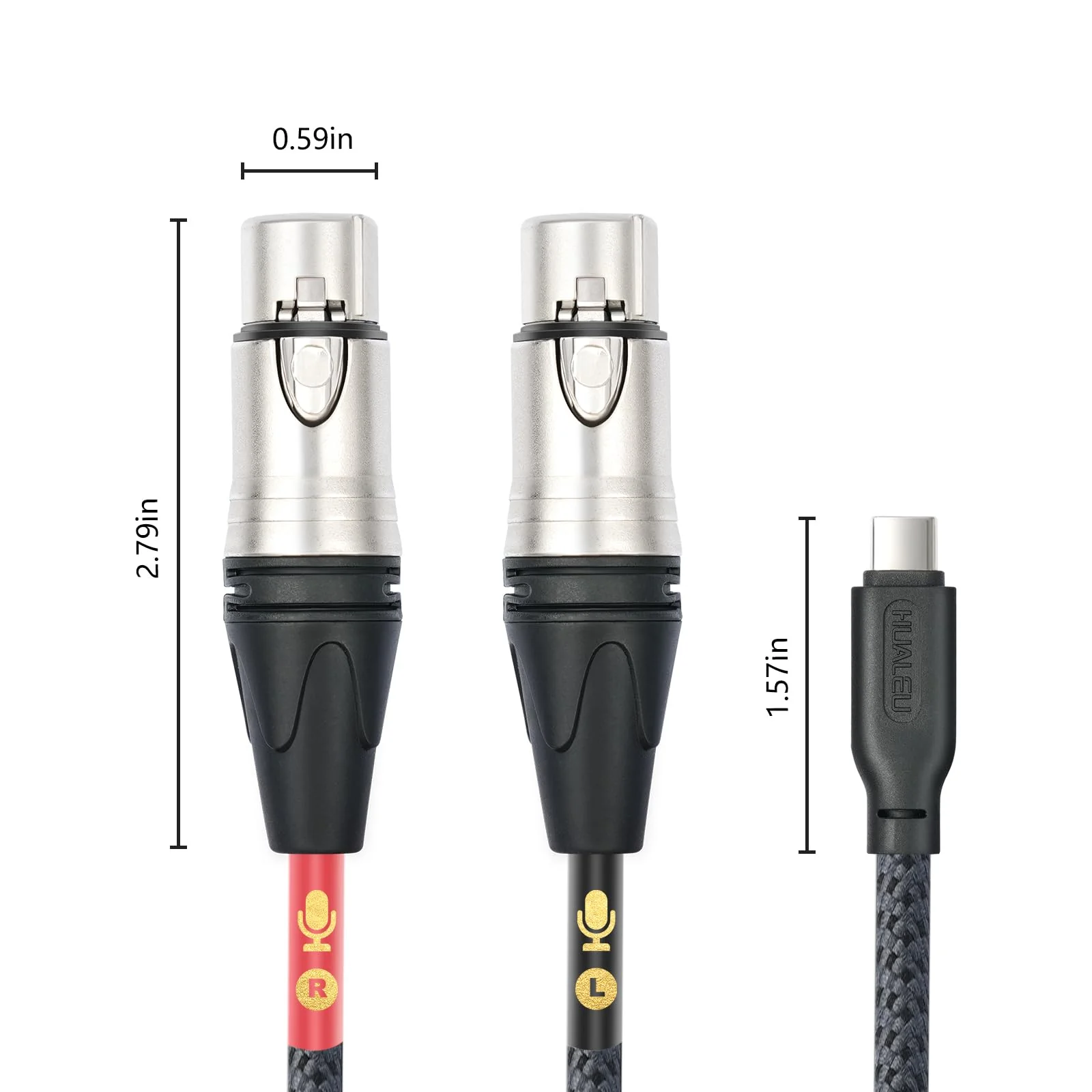 HUALUE 10Ft Dual XLR Female to USB C Stereo Microphone Cable,XLR Female Smartphone USB C Recording Cable,Dual Channel Stereo Input XLR to USB C for iPhone 15 ipad Dynamic Condenser Microphone - Image 5