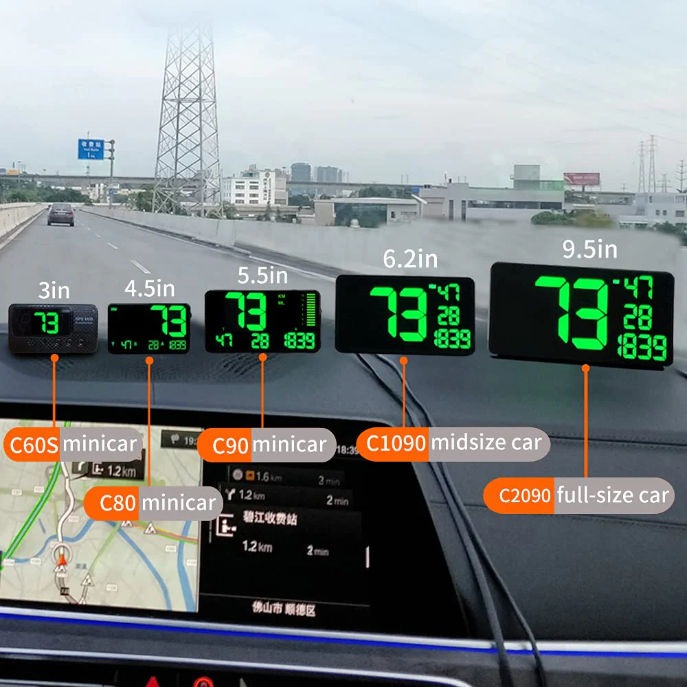 HUD Original Universal GPS Head Up Display Speedometer Odometer Car Digital Speed Display MPH Over Speed Alarm Car Clock for All Vehicles C60S/C80/C90 - Image 5