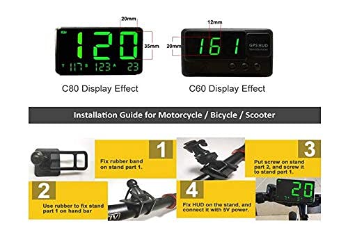 HUD Original Universal GPS Head Up Display Speedometer Odometer Car Digital Speed Display MPH Over Speed Alarm Car Clock for All Vehicles C60S/C80/C90 - Image 7