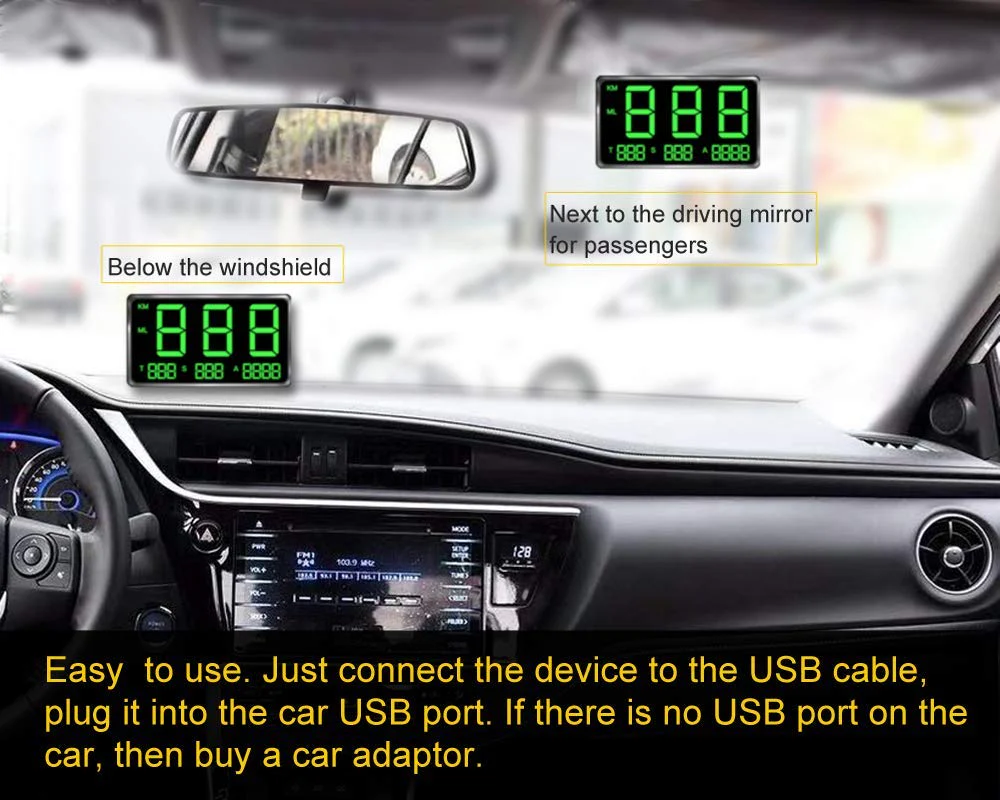 HUD Original Universal GPS Head Up Display Speedometer Odometer Car Digital Speed Display MPH Over Speed Alarm Car Clock for All Vehicles C60S/C80/C90 - Image 9