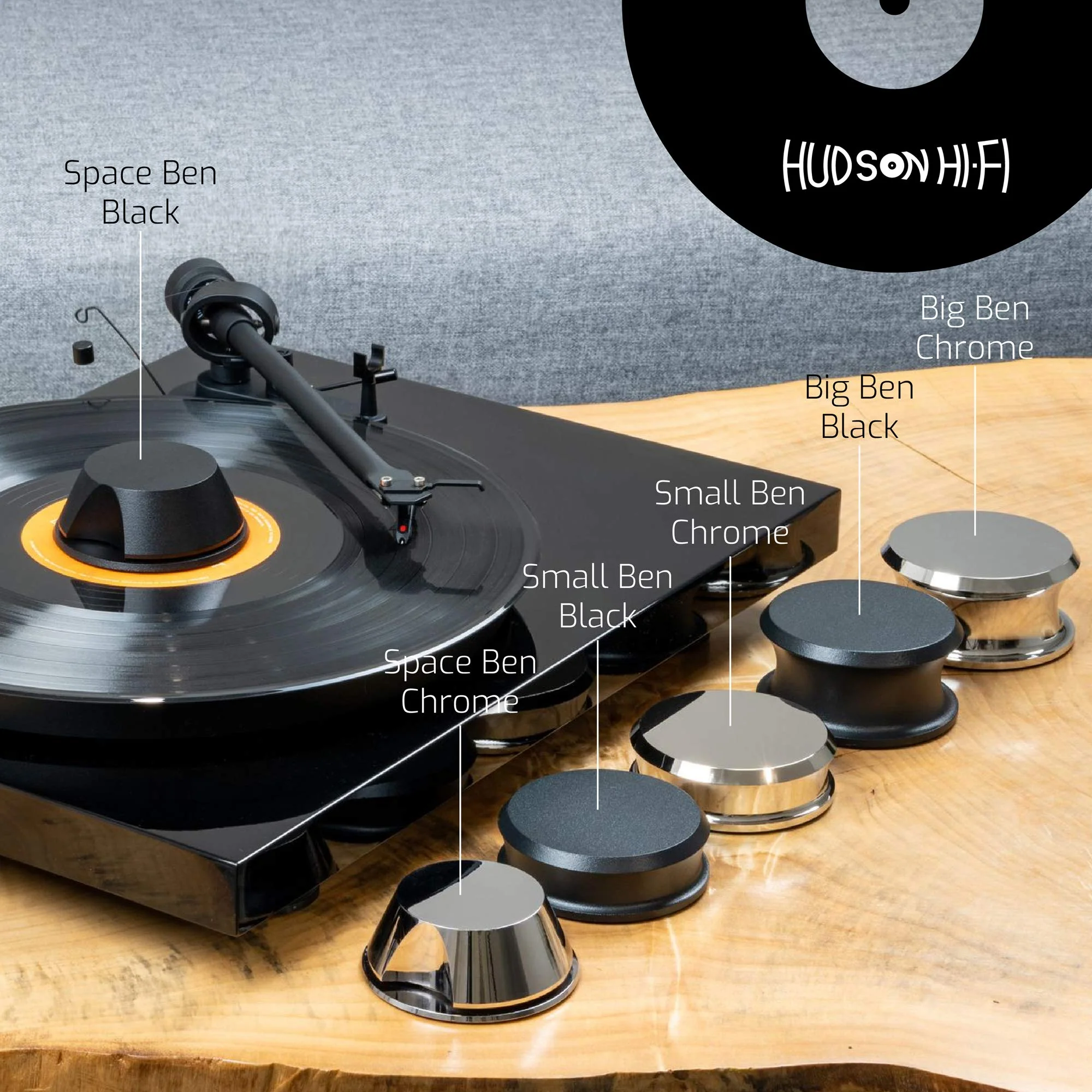 Hudson Hi-Fi BigBen Record Weight Stabilizer with Protective Leather Pad - 13-Ounce Vinyl Weight - Solid Steel Turntable Weight Stabilizer, Vinyl Record Accessories for Improved Sound - Black - Image 7