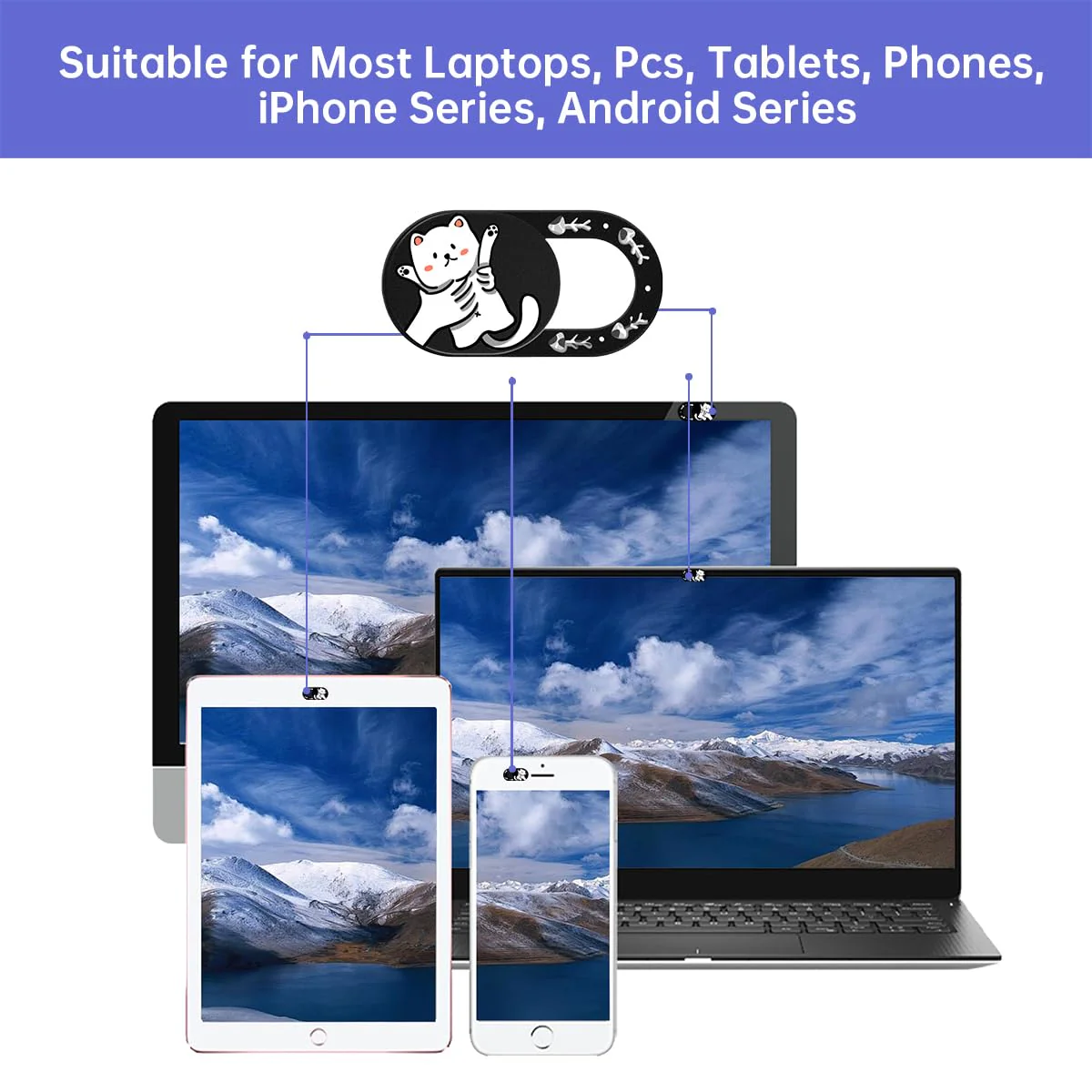 Hug Me Cat 3-Pack Laptop Camera Cover Slide - Cute Webcam Cover for MacBook Pro/Air, Dell, iPad, iPhone, iMac - Computer Camera Blocker, Mac Camera Cover Slide, Laptop Webcam Cover, iPad Accessories - Image 4