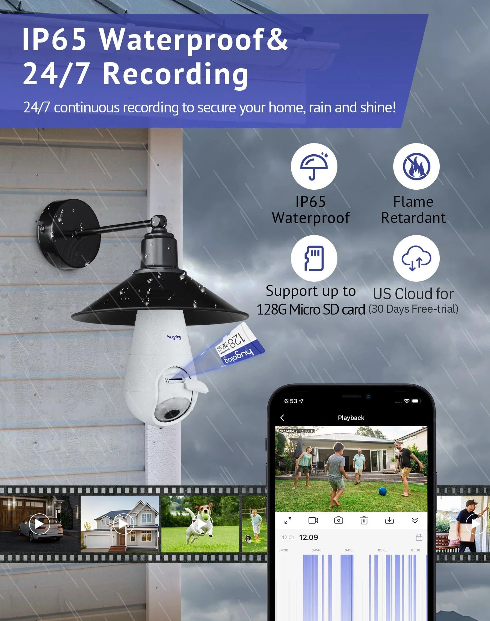 Hugolog 3K Light Bulb Security Cameras Wireless Outdoor-2.4GHz Cameras for Home Security Indoor with AI Sound Processing&Motion Detection,Color Night Vision,Auto Tracking,Siren Alarm,2-Way Talk - Image 6
