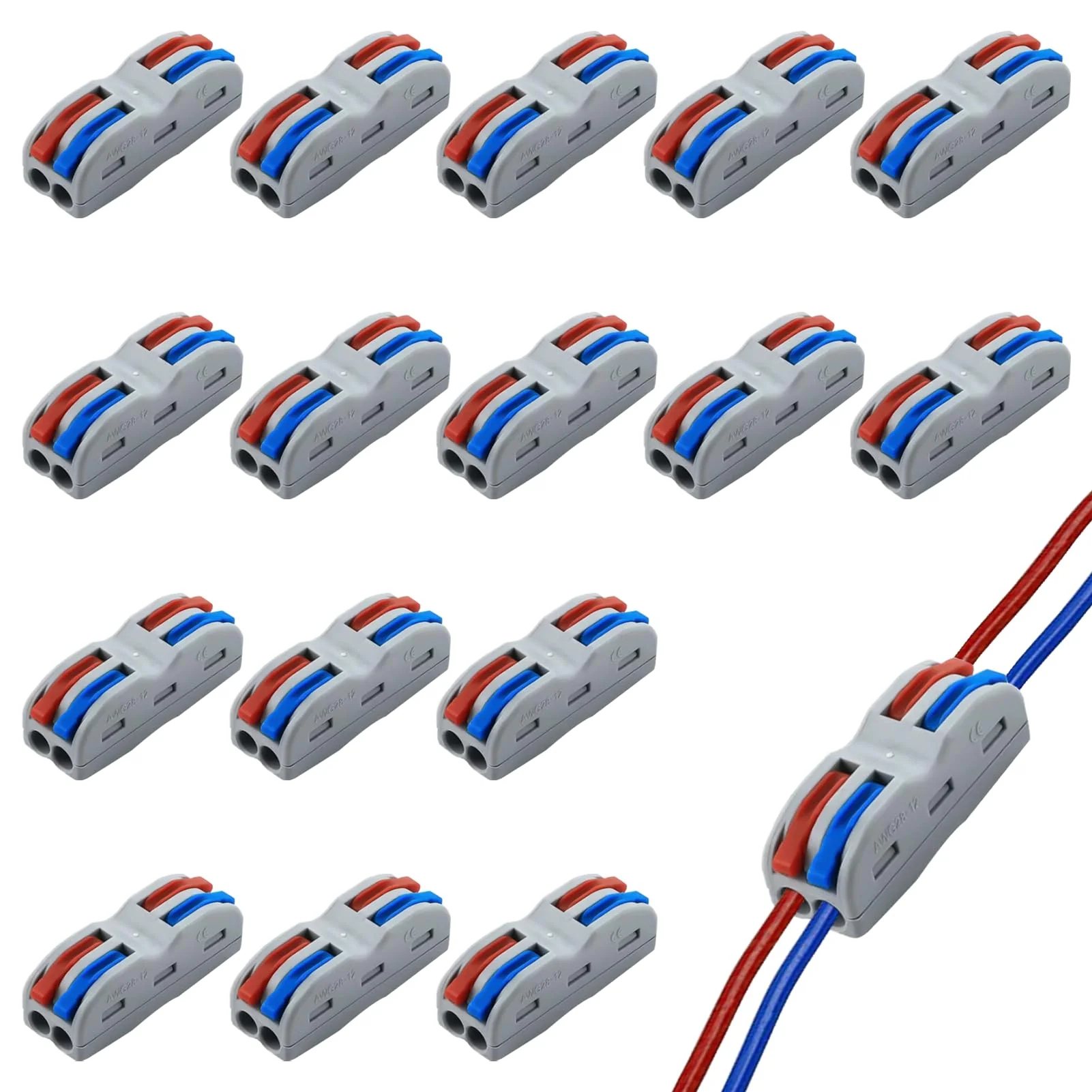 Huybaa Plug connector 2 pin, SPL-2 lustre terminal, 16 pieces connector, lustre terminals pluggable, can be freely combined.