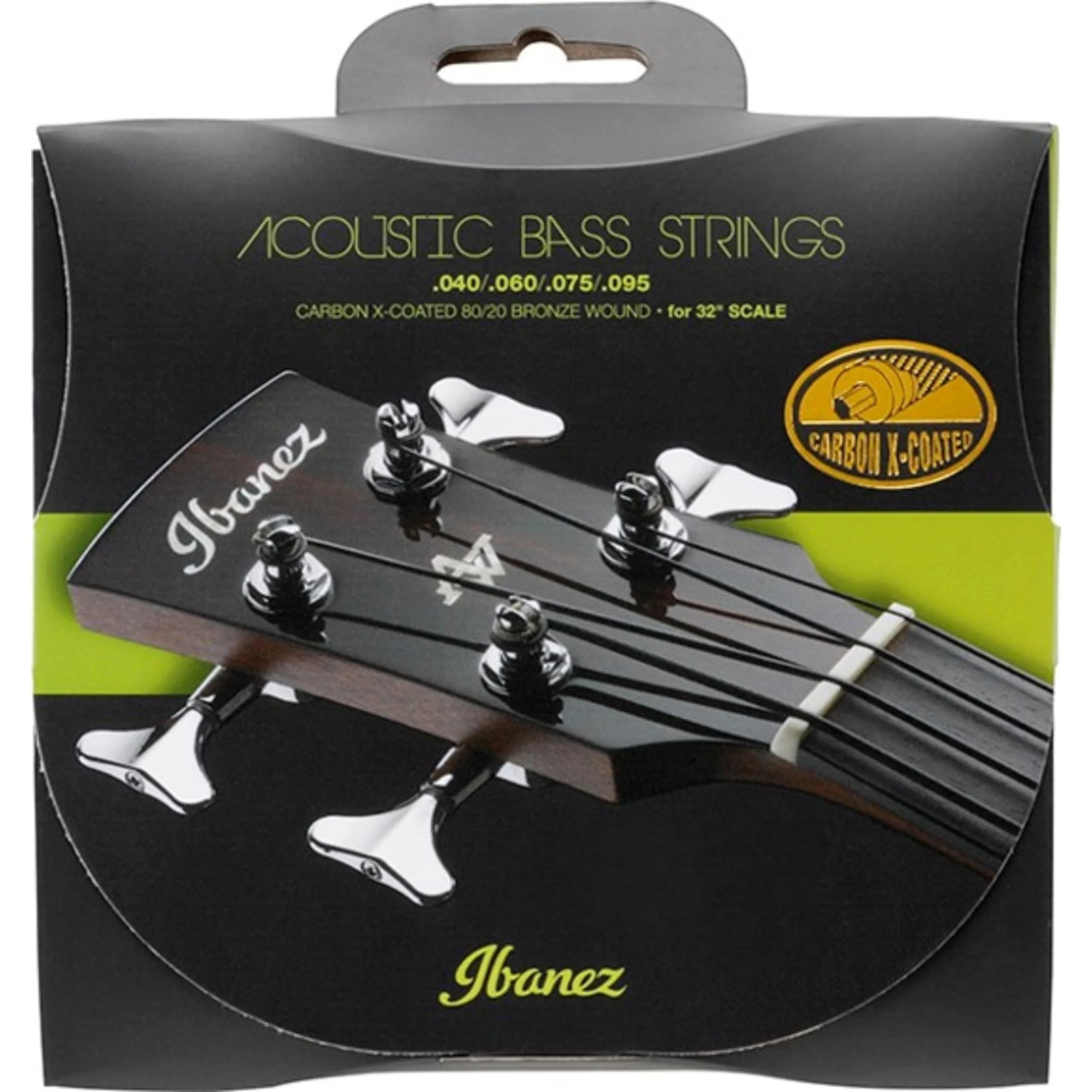 Ibanez Carbon Coated Strings for 32 Inch Scale Acoustic Bass-040-095 80/20 Bronze (IABS4XC32) 80/20 bronze carbon-coated; 32 inch scale